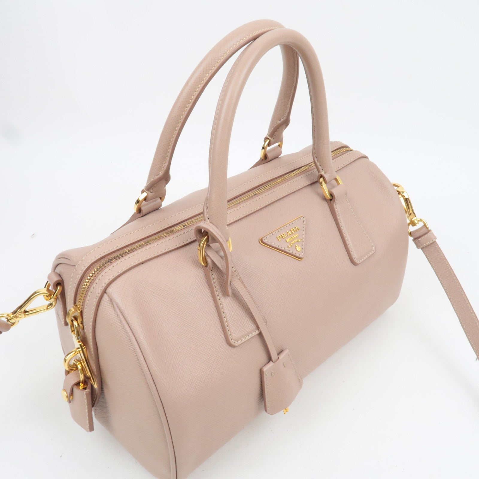 PRADA Galleria Saffiano Leather 2Way Small Boston Bag Pink Beige 1M1132