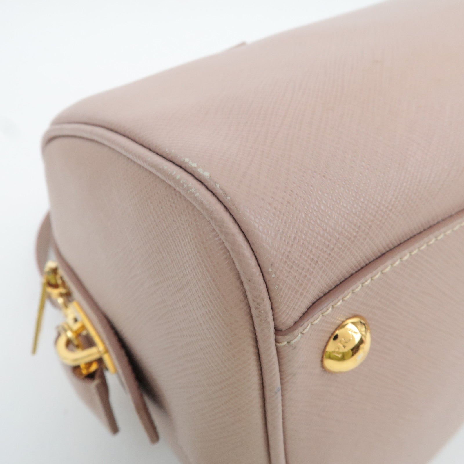 PRADA Galleria Saffiano Leather 2Way Small Boston Bag Pink Beige 1M1132