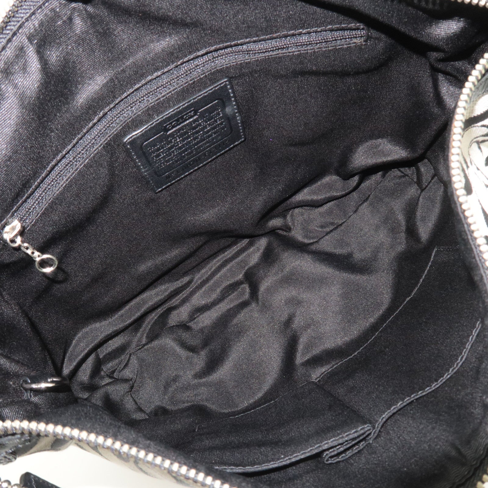 COACH Signature Canvas Leather Shoulder Bag Black White F13115