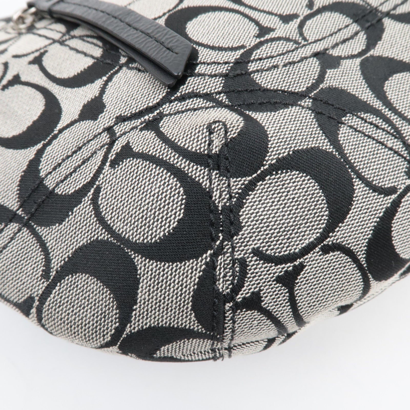 COACH Signature Canvas Leather Shoulder Bag Black White F13115