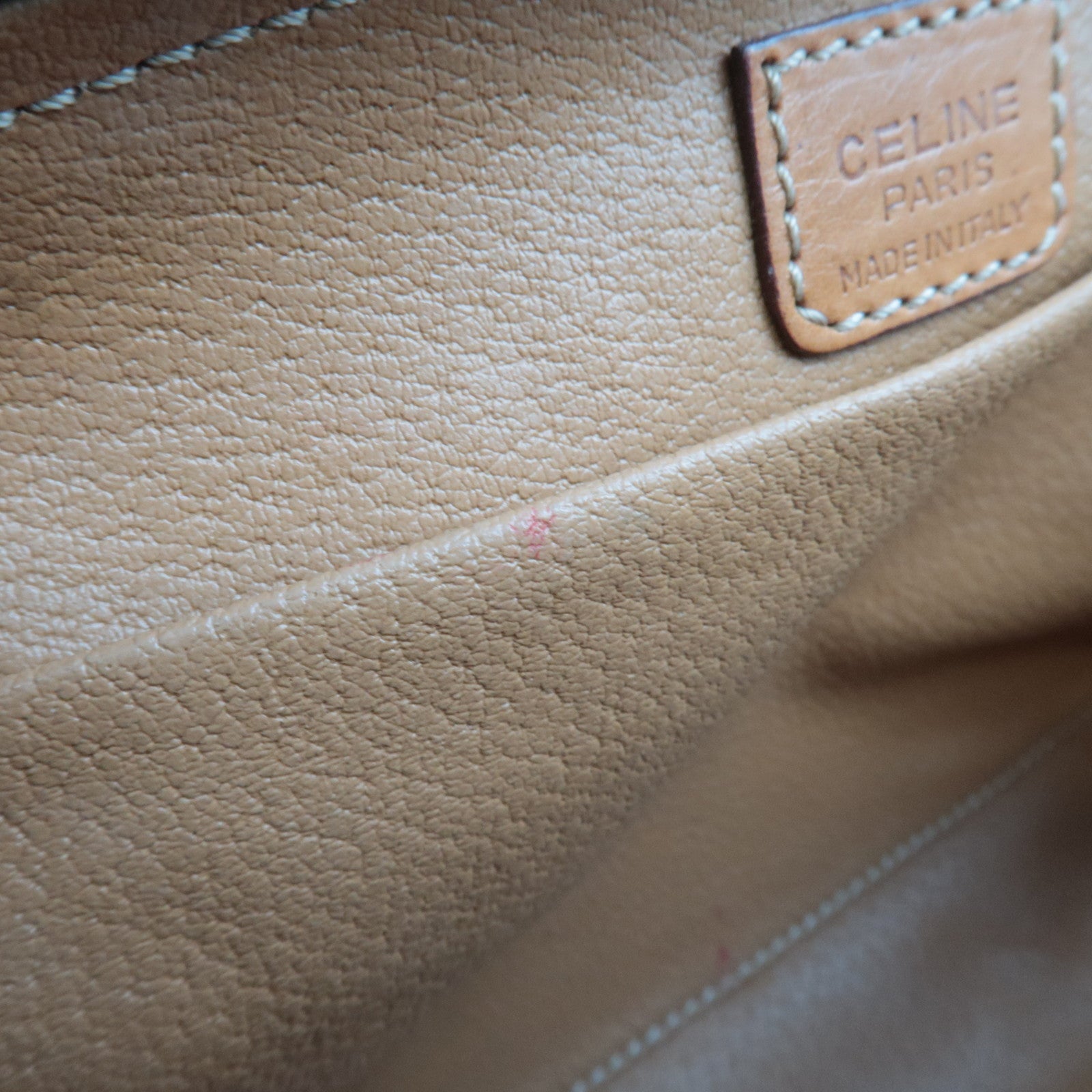 CELINE Macadam Canvas Leather Cosmetic Pouch Brown