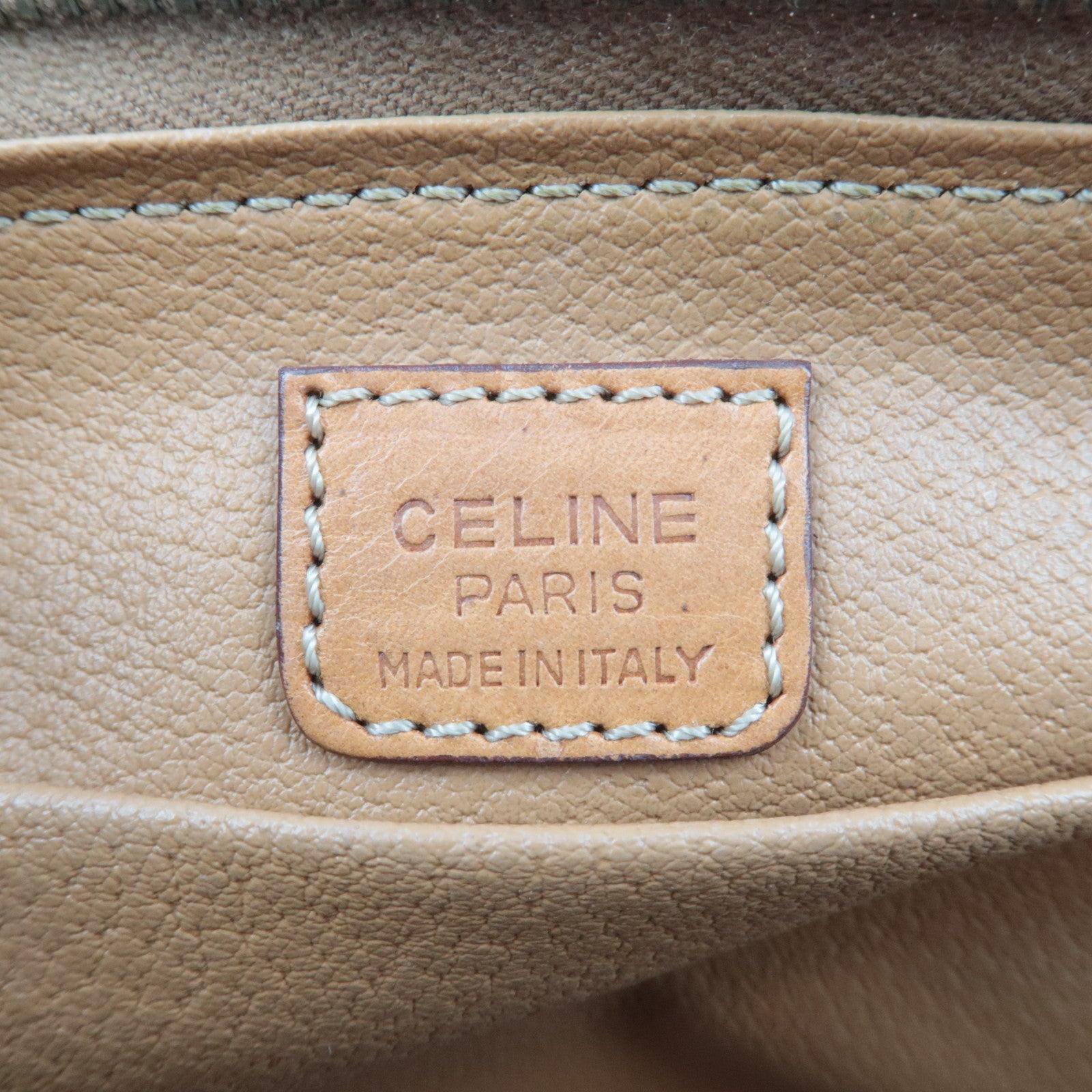 CELINE Macadam Canvas Leather Cosmetic Pouch Brown