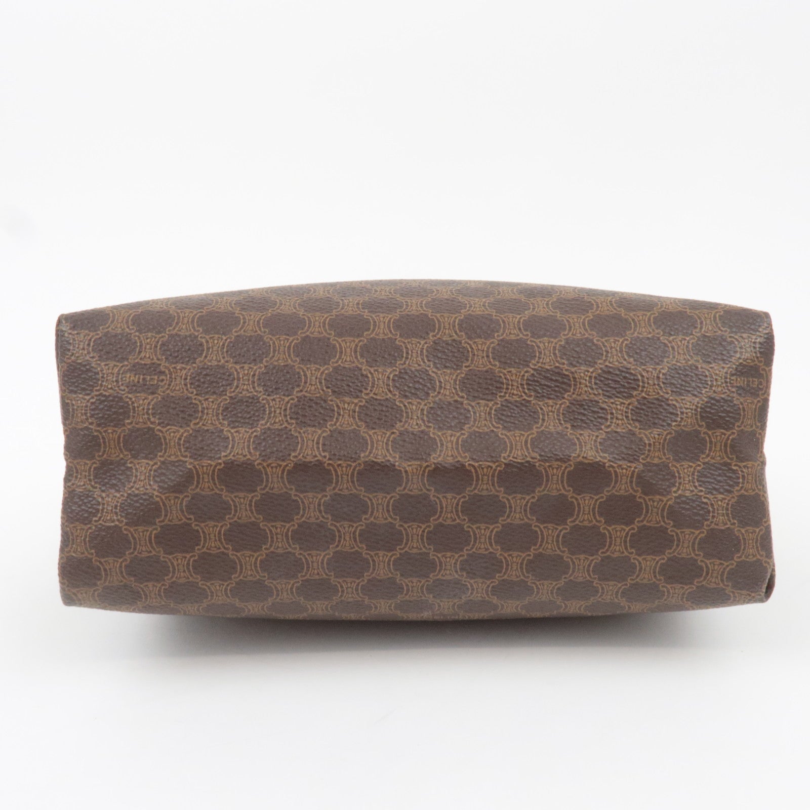 CELINE Macadam Canvas Leather Cosmetic Pouch Brown