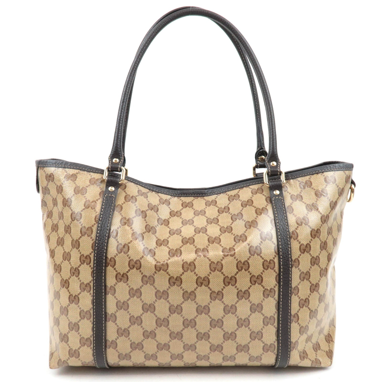 GUCCI GG Crystal Tote Bag Beige Brown