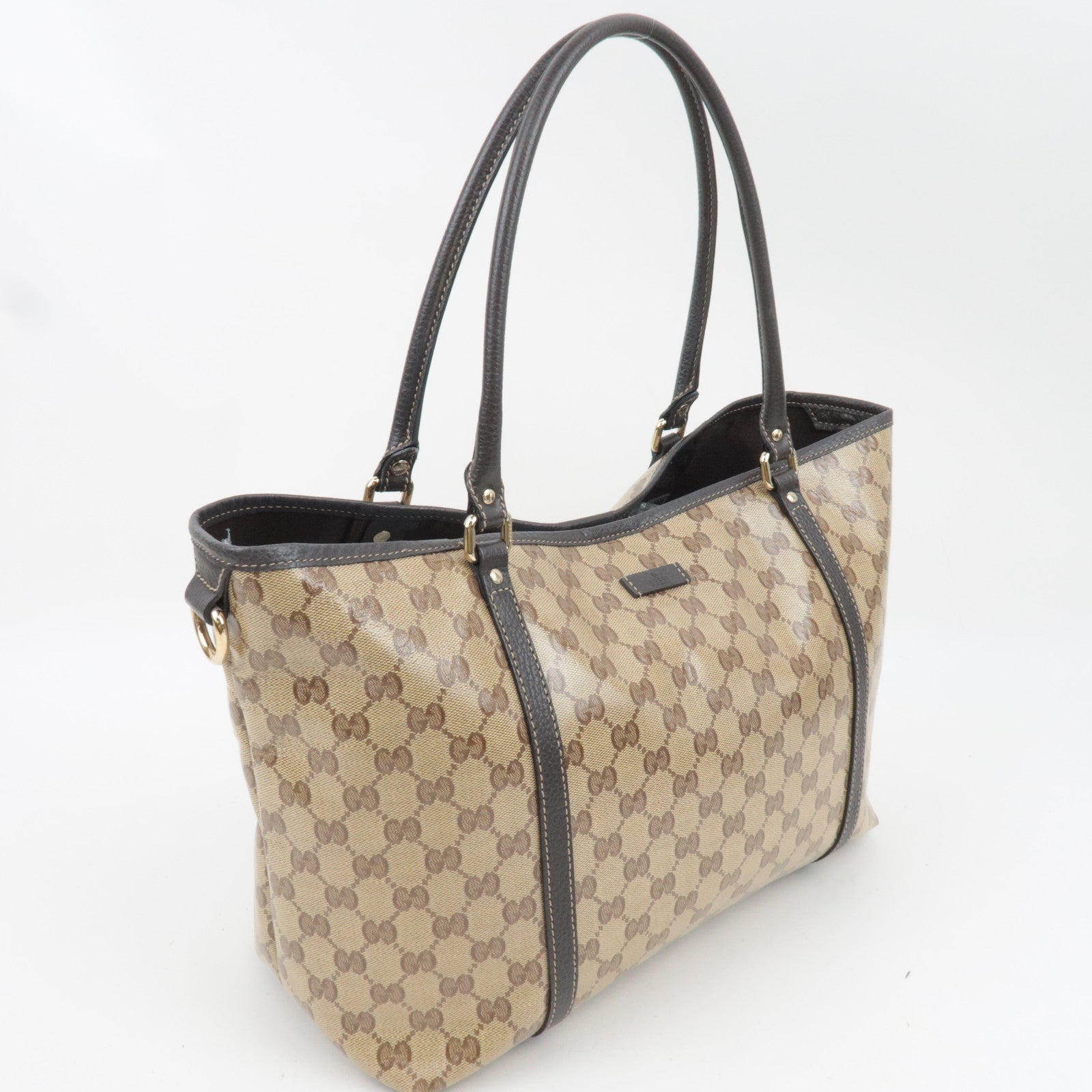 GUCCI GG Crystal Tote Bag Beige Brown