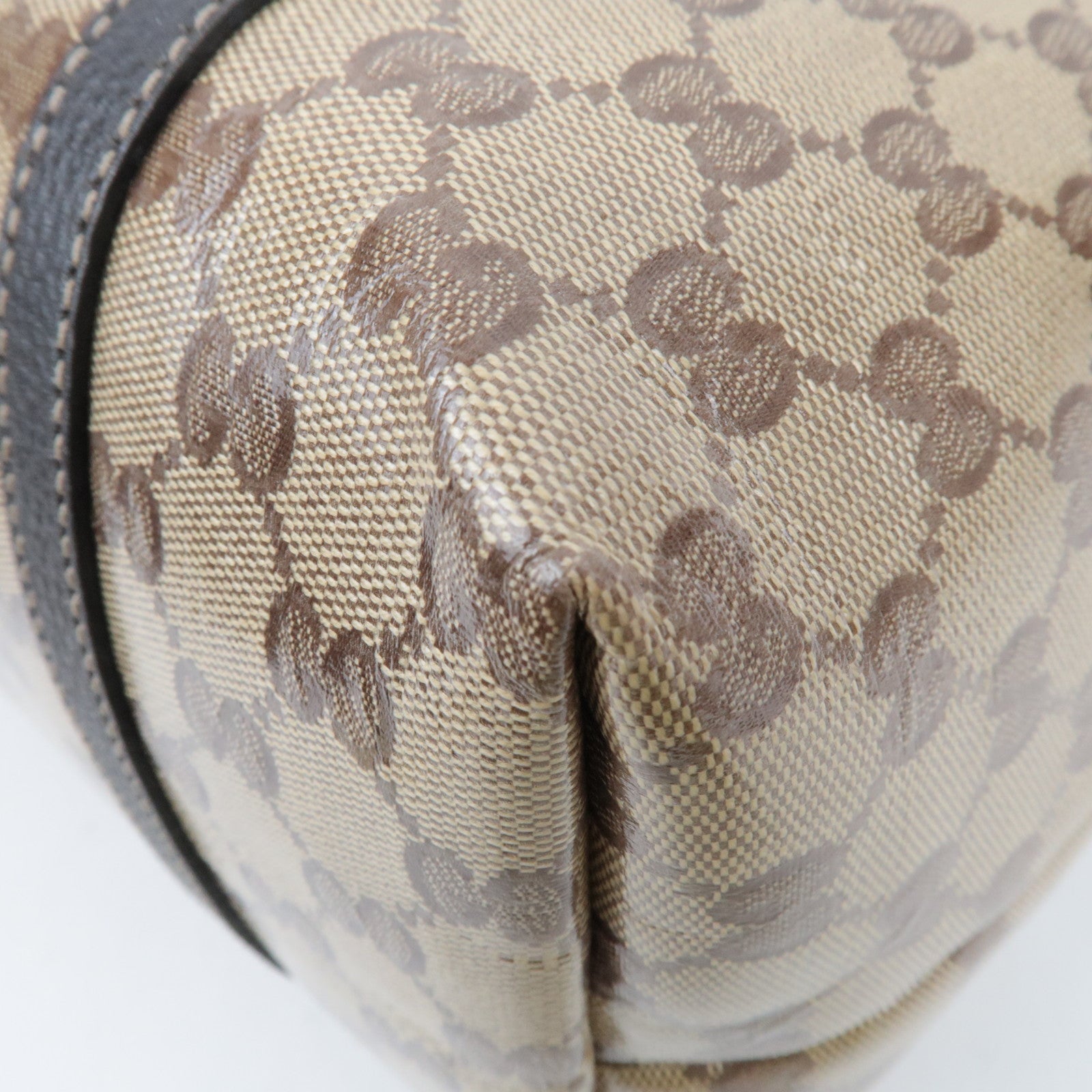 GUCCI GG Crystal Tote Bag Beige Brown