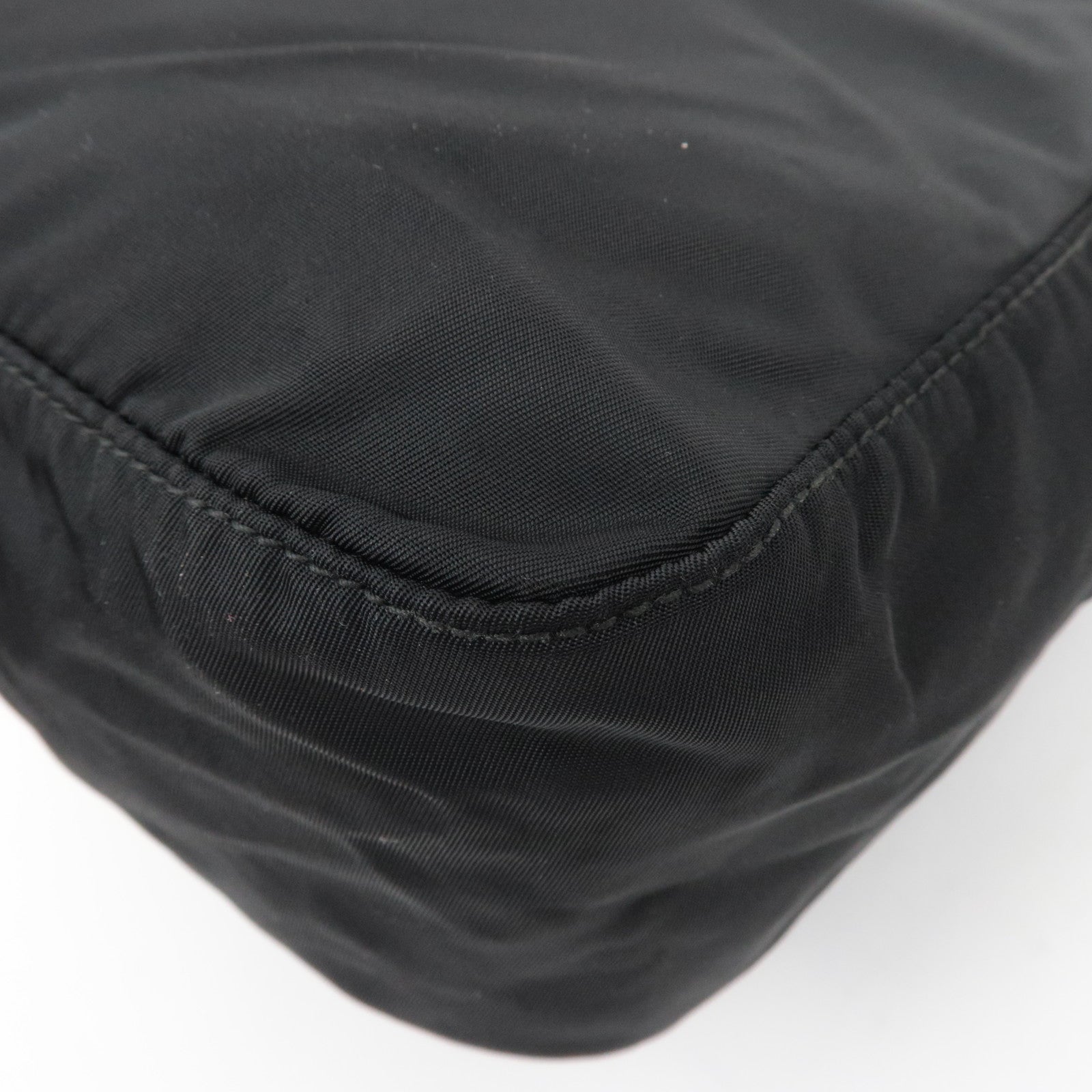 PRADA Nylon Leather Shoulder Bag Black