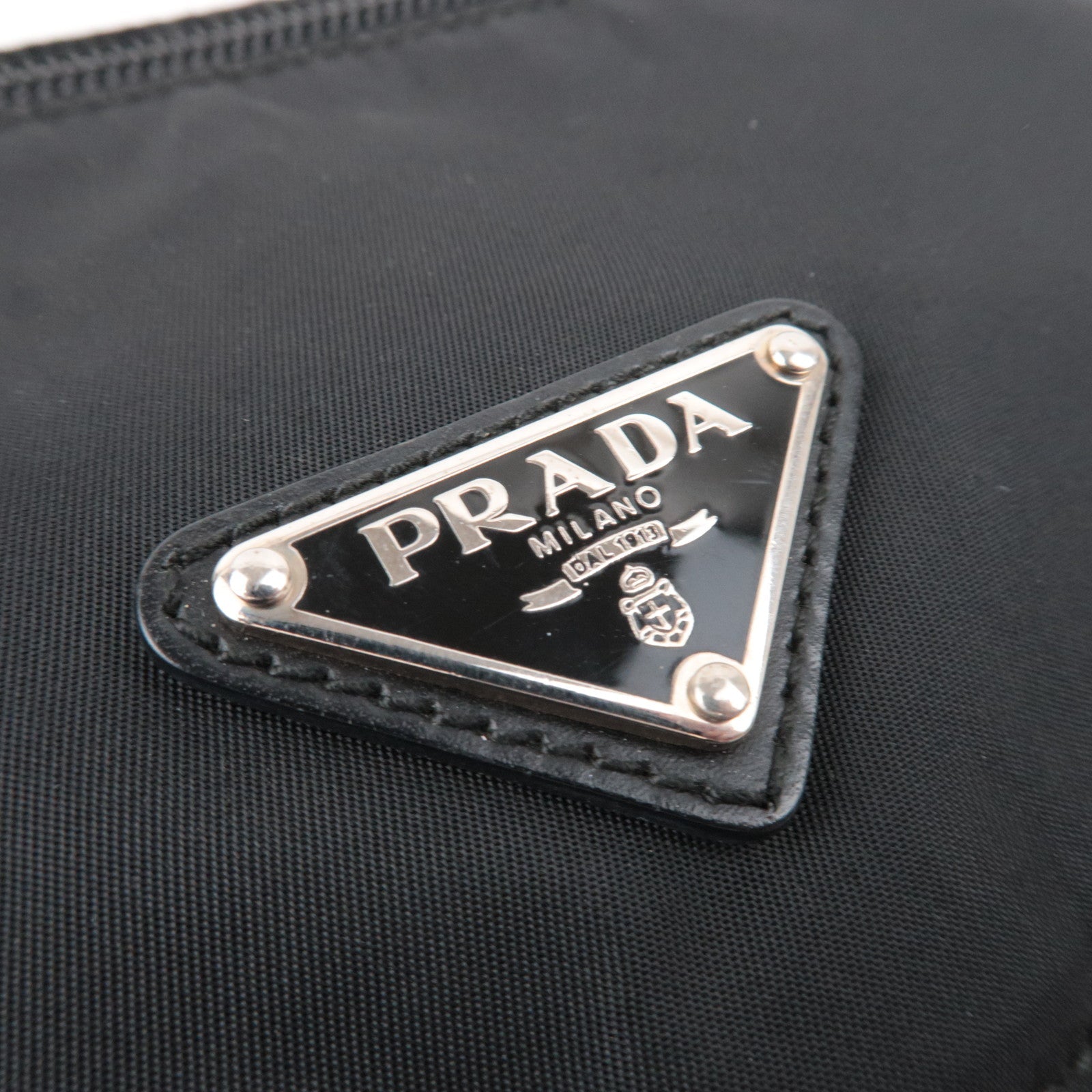 PRADA Nylon Leather Shoulder Bag Black