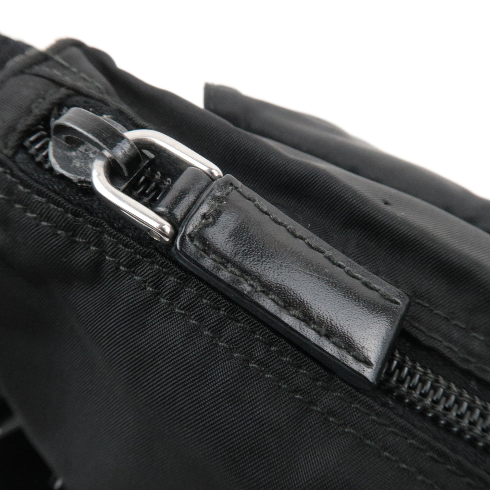 PRADA Nylon Leather Shoulder Bag Black