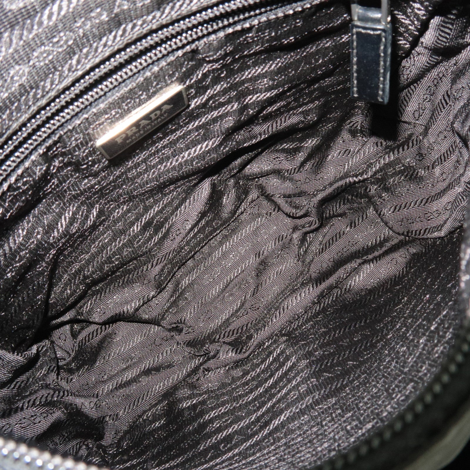 PRADA Nylon Leather Shoulder Bag Black