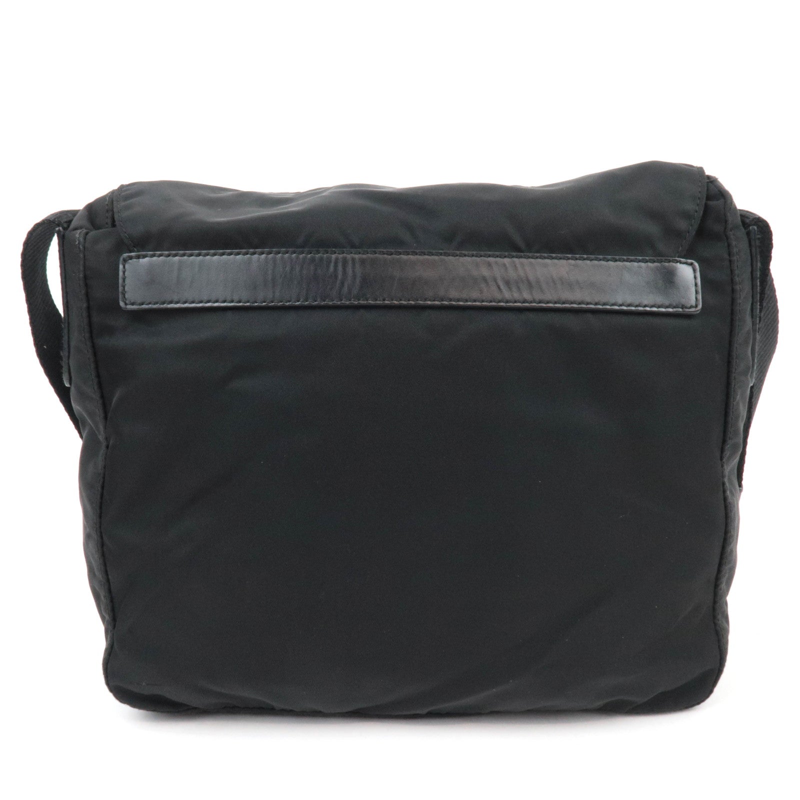 PRADA Nylon Leather Shoulder Bag Black