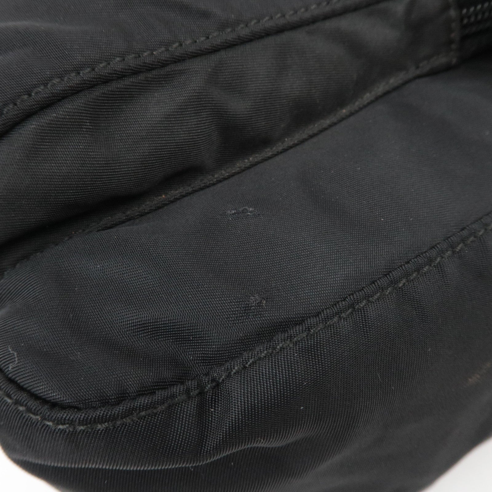 PRADA Nylon Leather Shoulder Bag Black