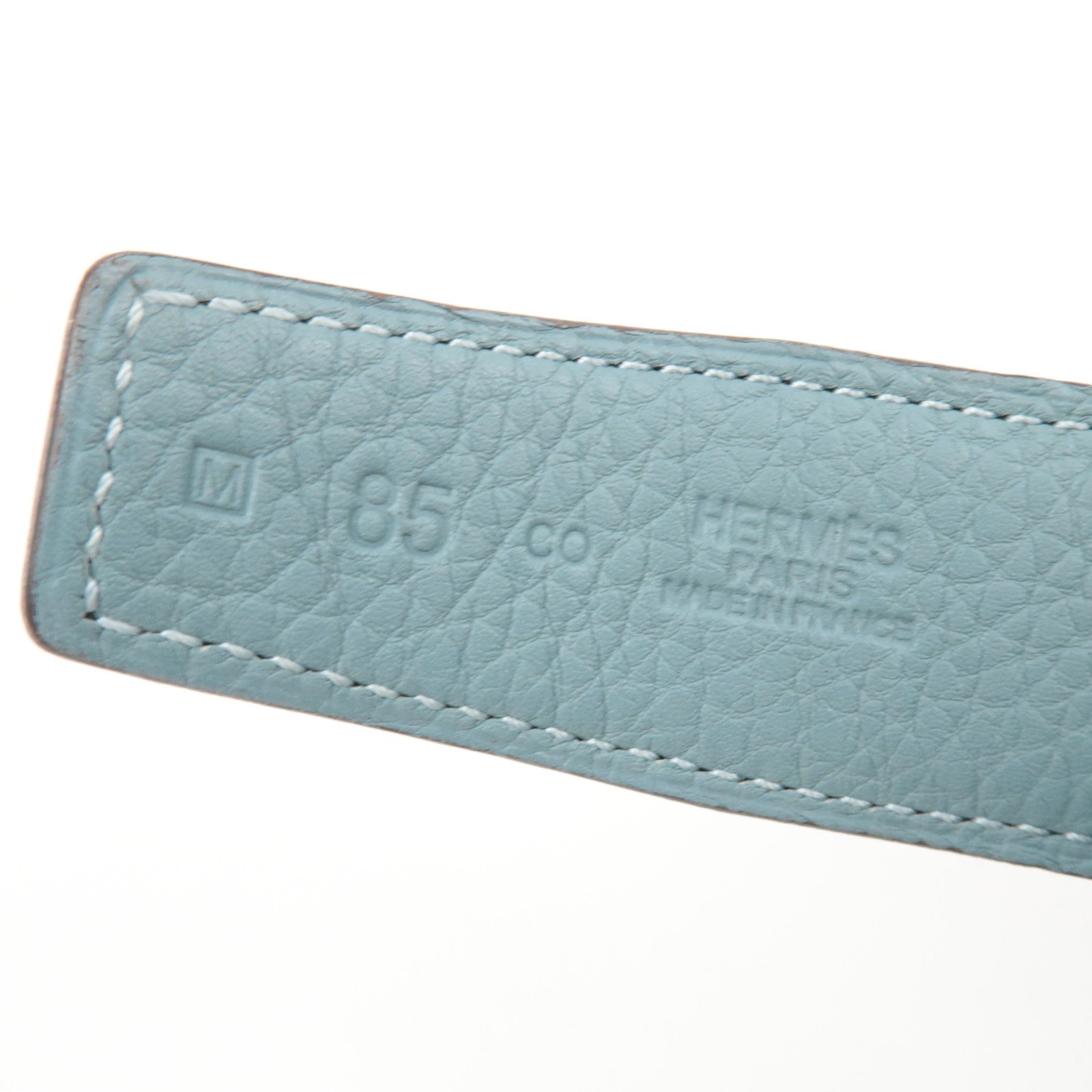 HERMES Constance H Leather Reversible Belt Size 85 M Stamp (2009) Black Light Blue