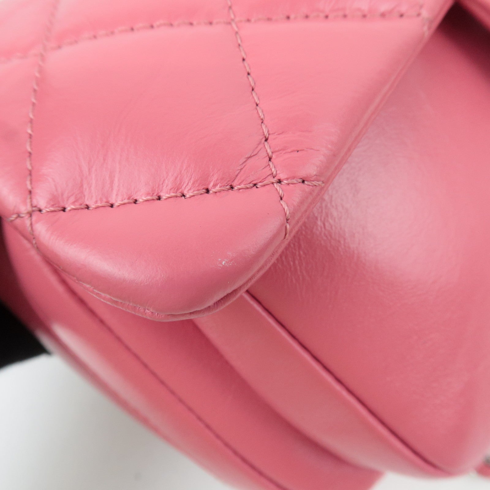 CHANEL Matelasse Calf Leather Chain Shoulder Bag Pink Silver HDW AS1315