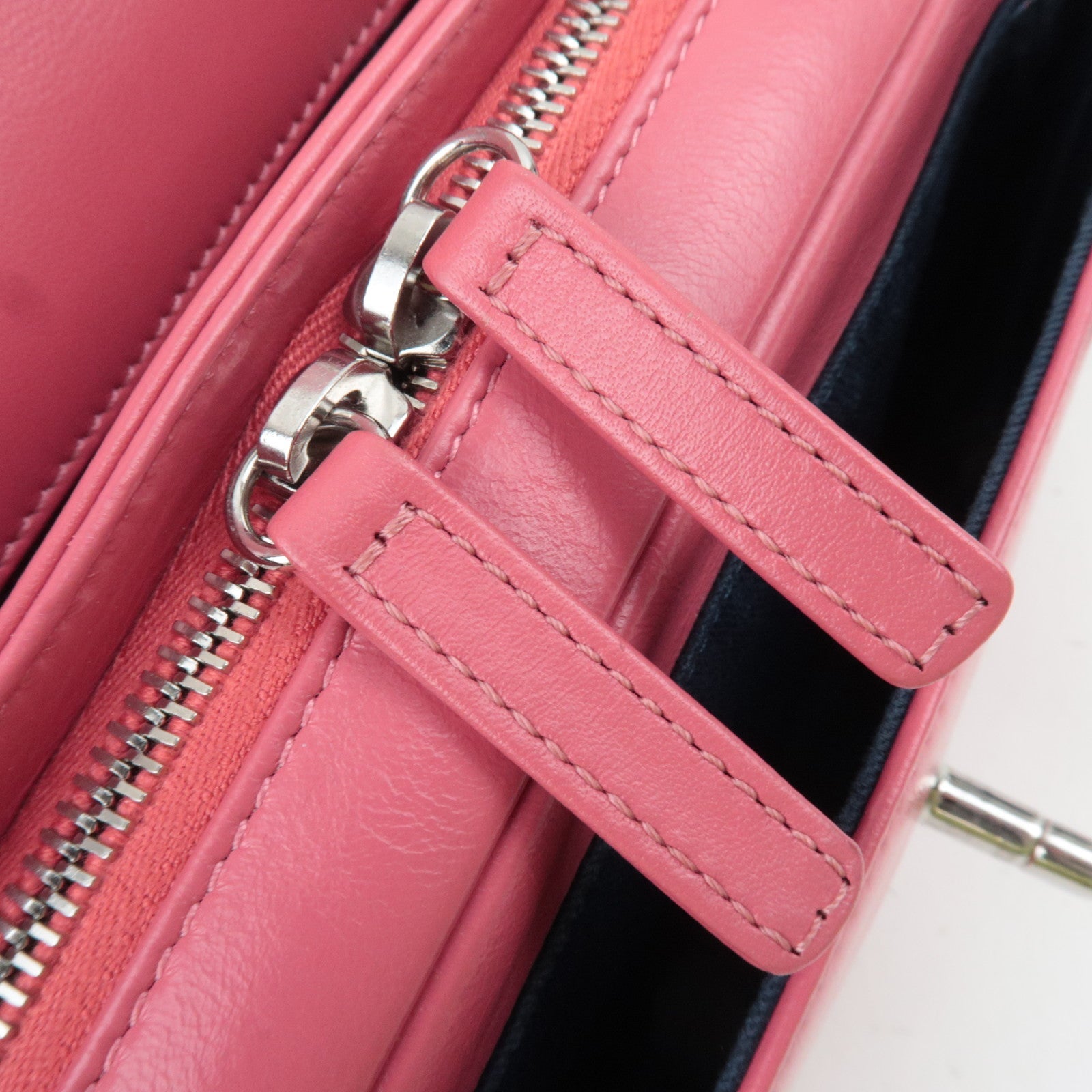 CHANEL Matelasse Calf Leather Chain Shoulder Bag Pink Silver HDW AS1315