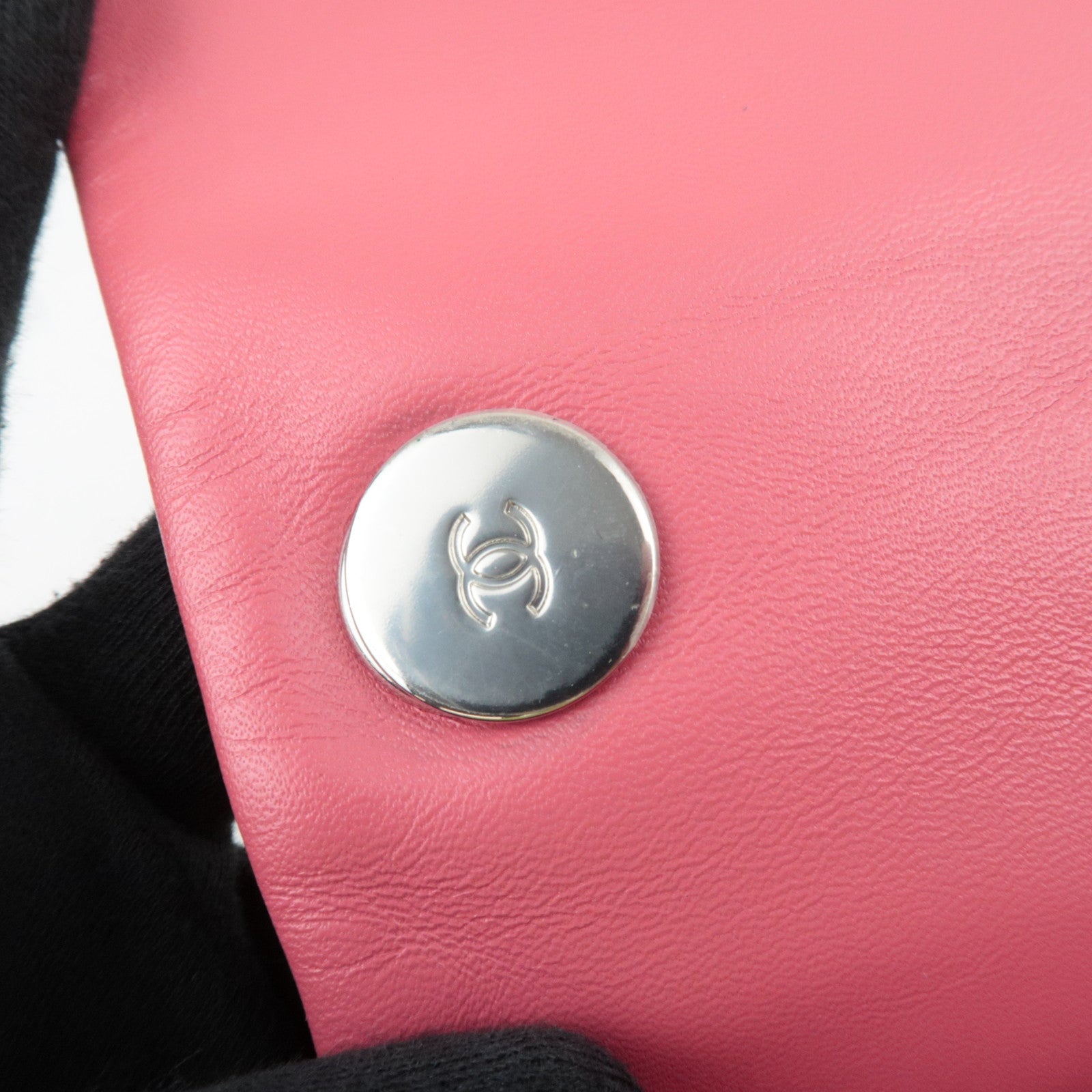 CHANEL Matelasse Calf Leather Chain Shoulder Bag Pink Silver HDW AS1315