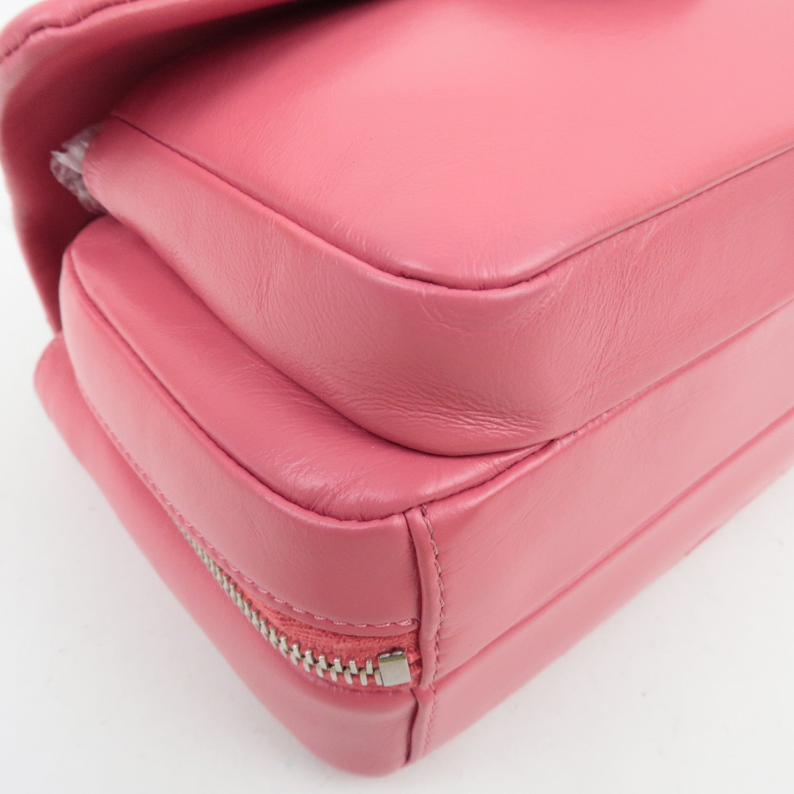 CHANEL Matelasse Calf Leather Chain Shoulder Bag Pink Silver HDW AS1315