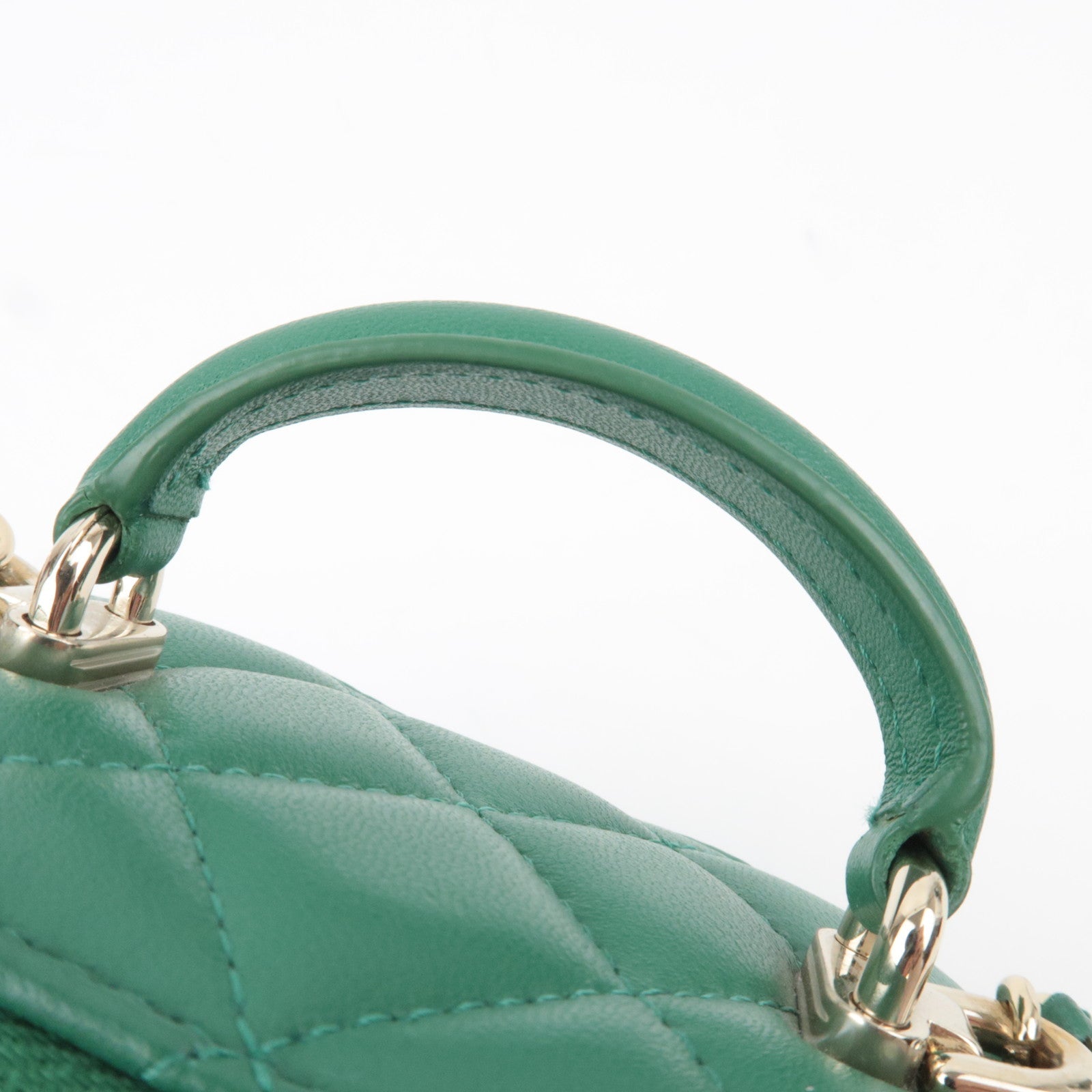 CHANEL Matelasse Lambskin Small Vanity Chain Shoulder Bag Green Gold HDW AP2198