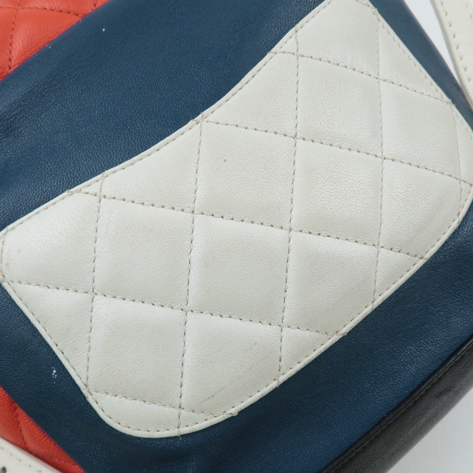 CHANEL Matelasse Lambskin Backpack Red Multicolor