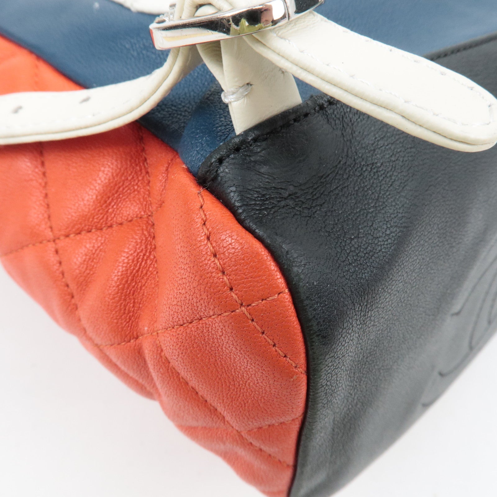 CHANEL Matelasse Lambskin Backpack Red Multicolor
