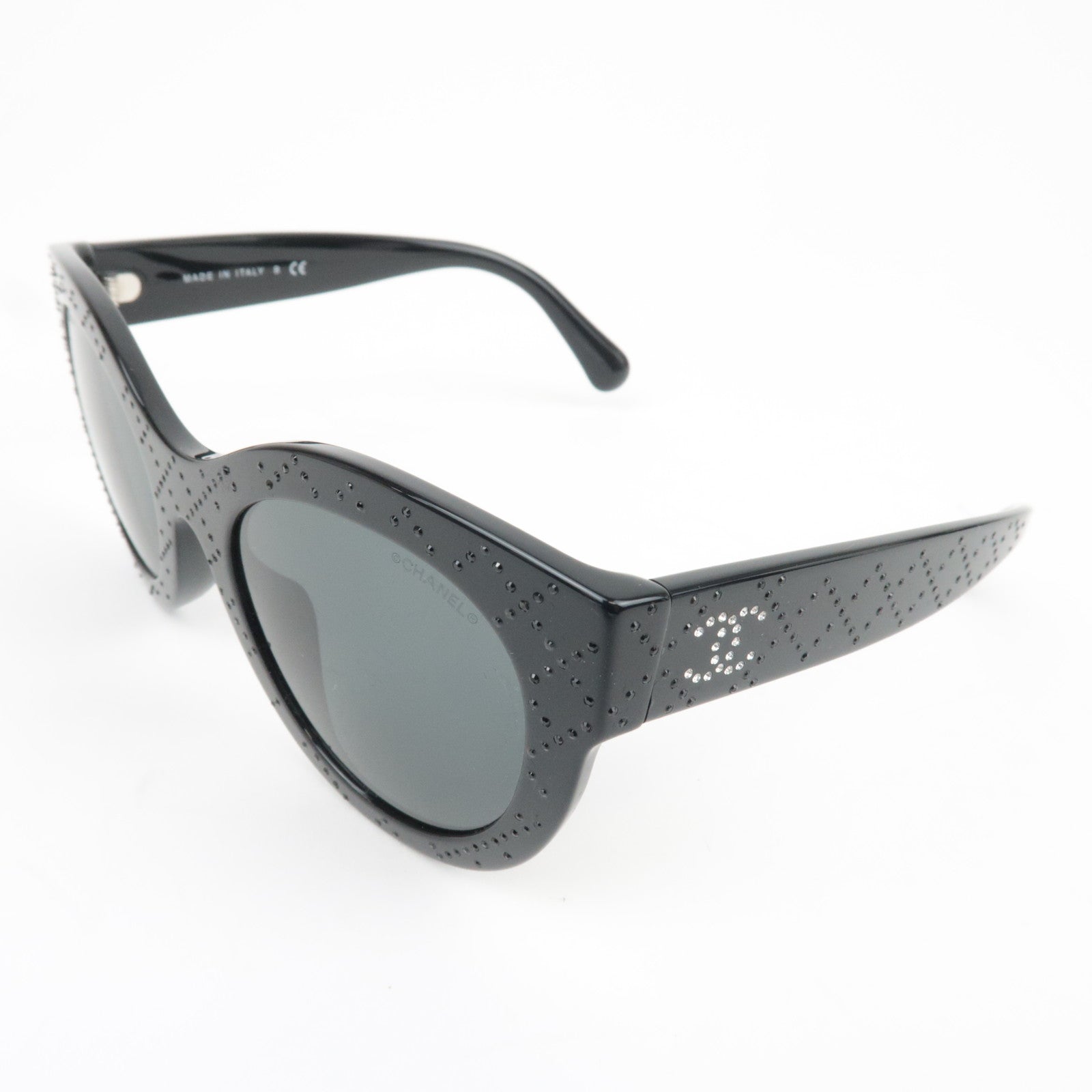 CHANEL Rhinestone Sunglasses 5420-B-A c.501/S4 51□23 140 3N Black