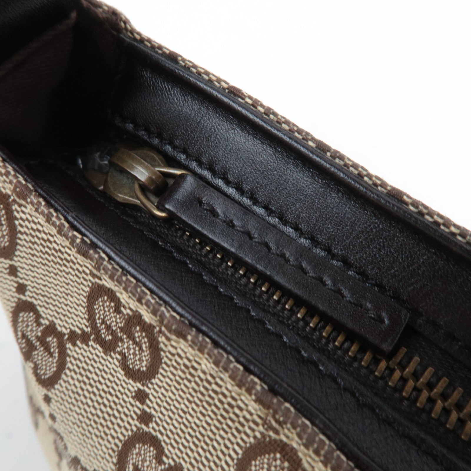 GUCCI Shoulder Bag GG Canvas Leather Beige Brown 106644