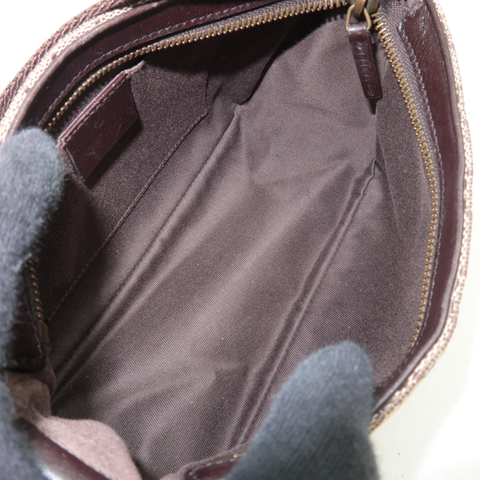 GUCCI Shoulder Bag GG Canvas Leather Beige Brown 106644