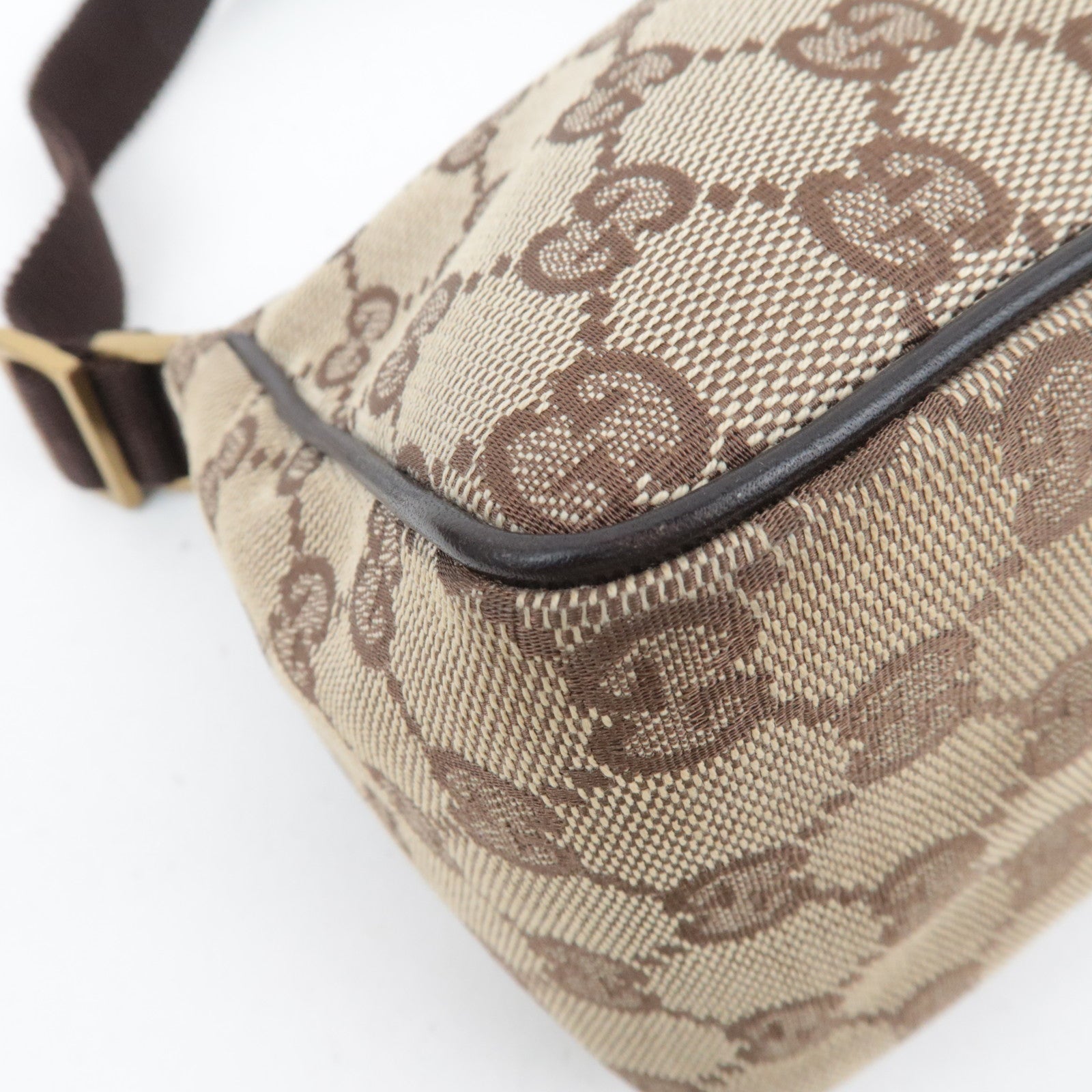 GUCCI Shoulder Bag GG Canvas Leather Beige Brown 106644