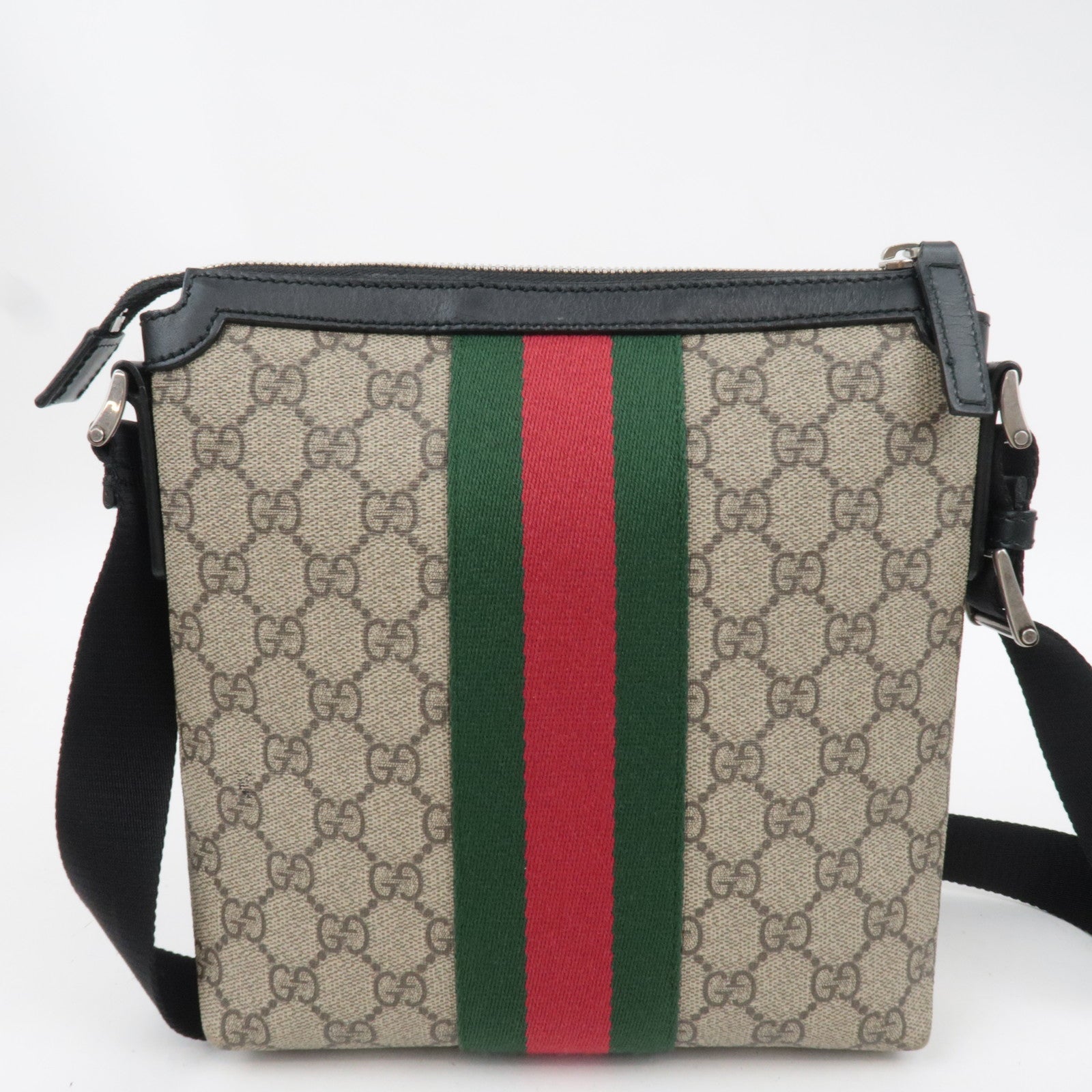 GUCCI Sherry GG Supreme Shoulder Bag Beige Black 471454