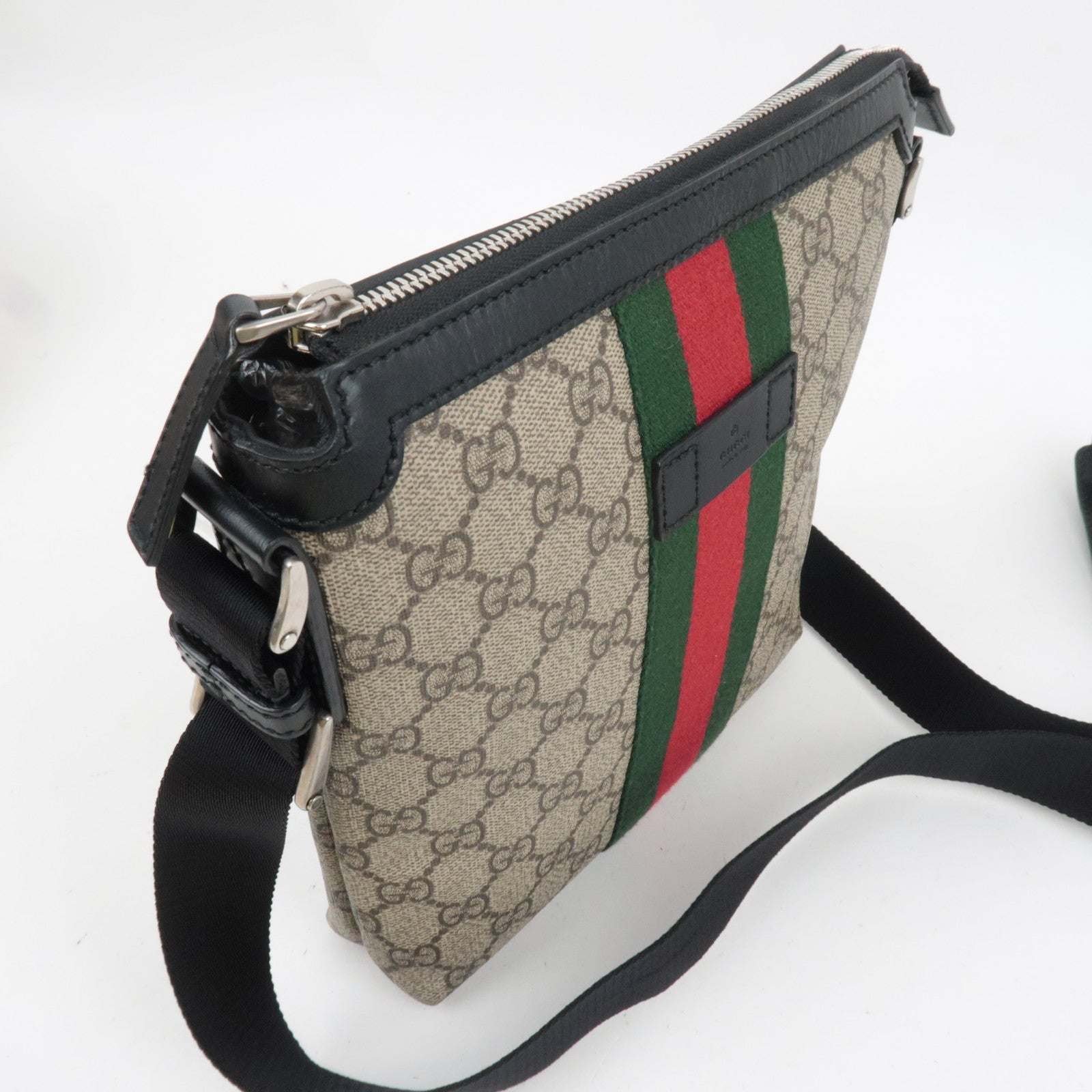 GUCCI Sherry GG Supreme Shoulder Bag Beige Black 471454