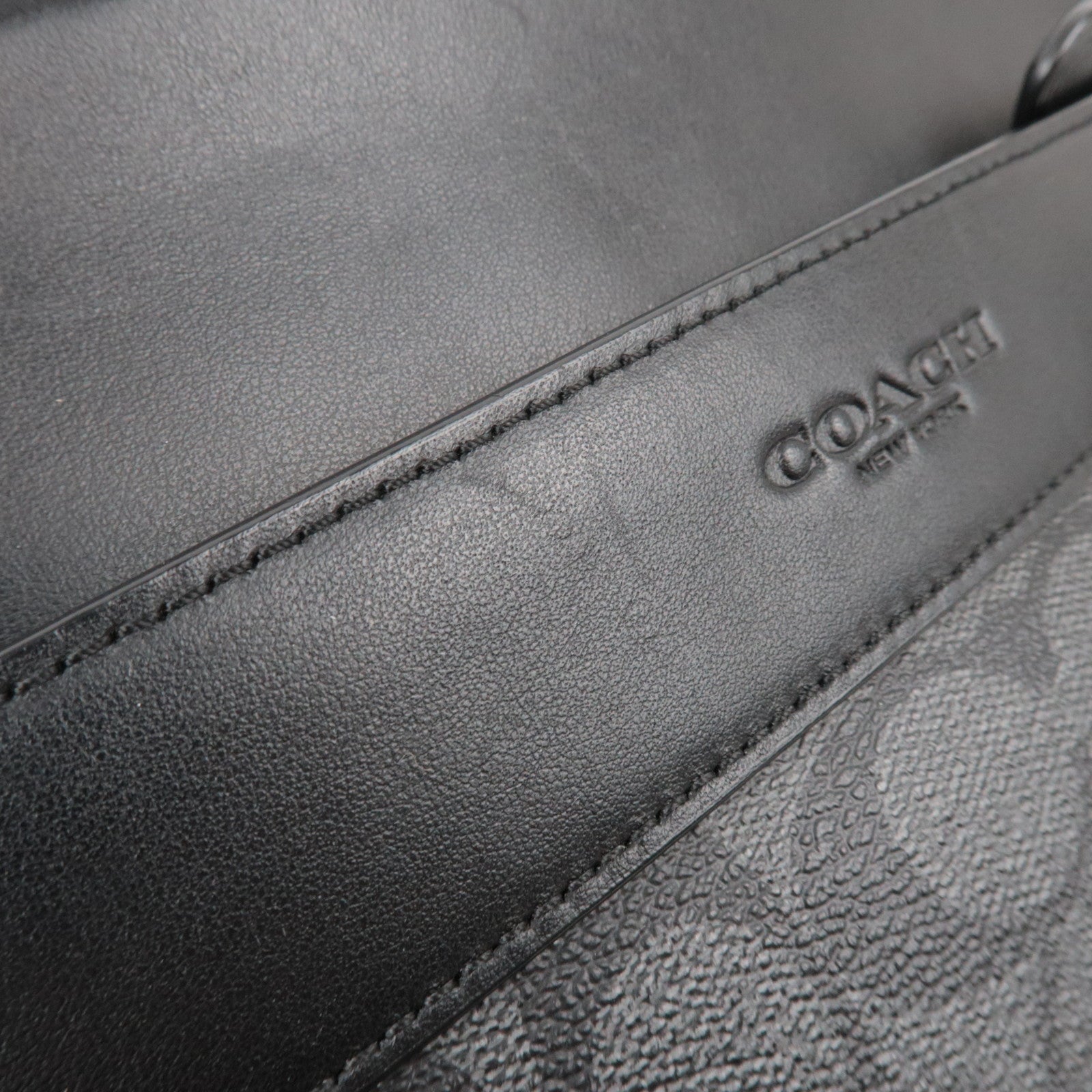 COACH Signature PVC Leather Shoulder Bag Black F28456