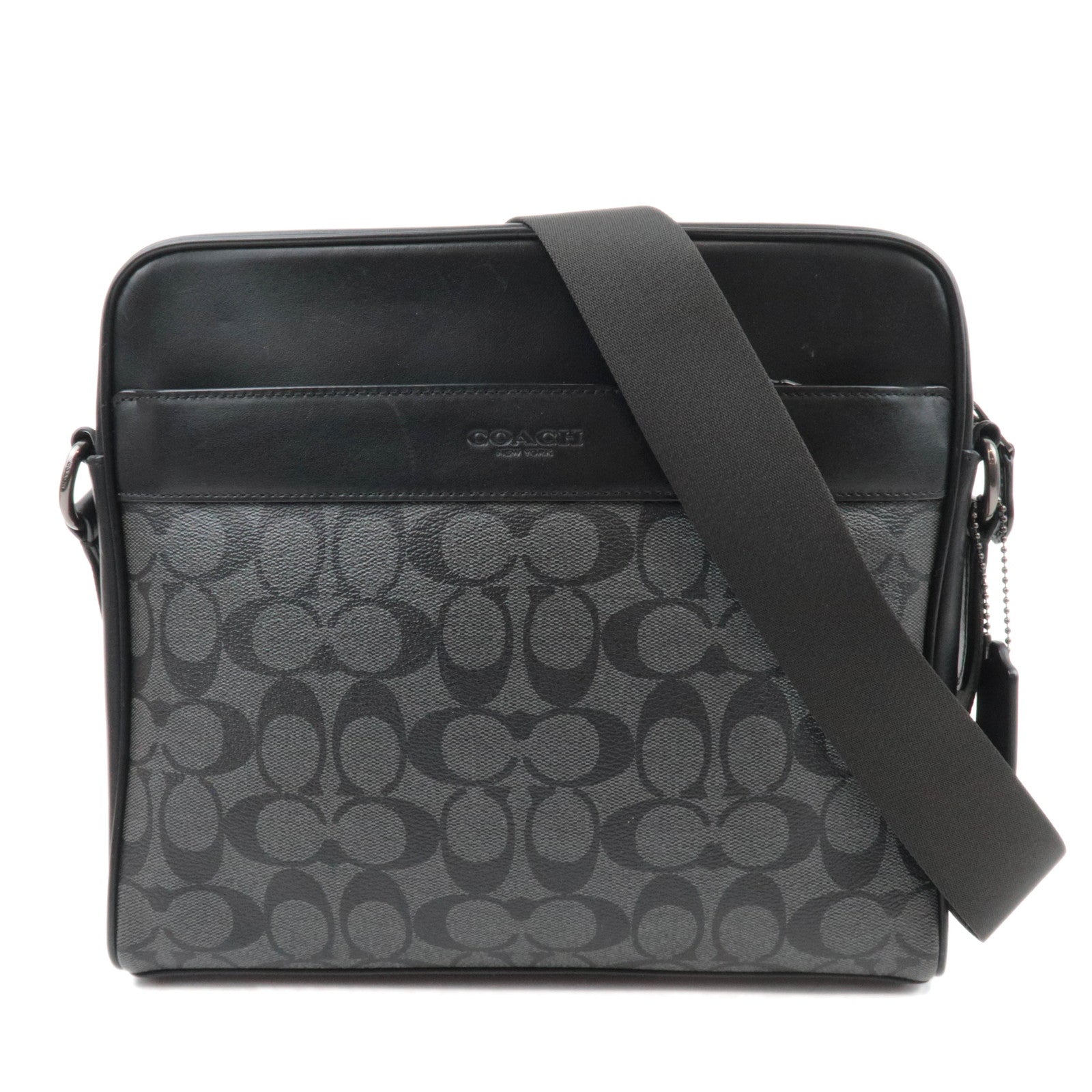 COACH Signature PVC Leather Shoulder Bag Black F2845686808