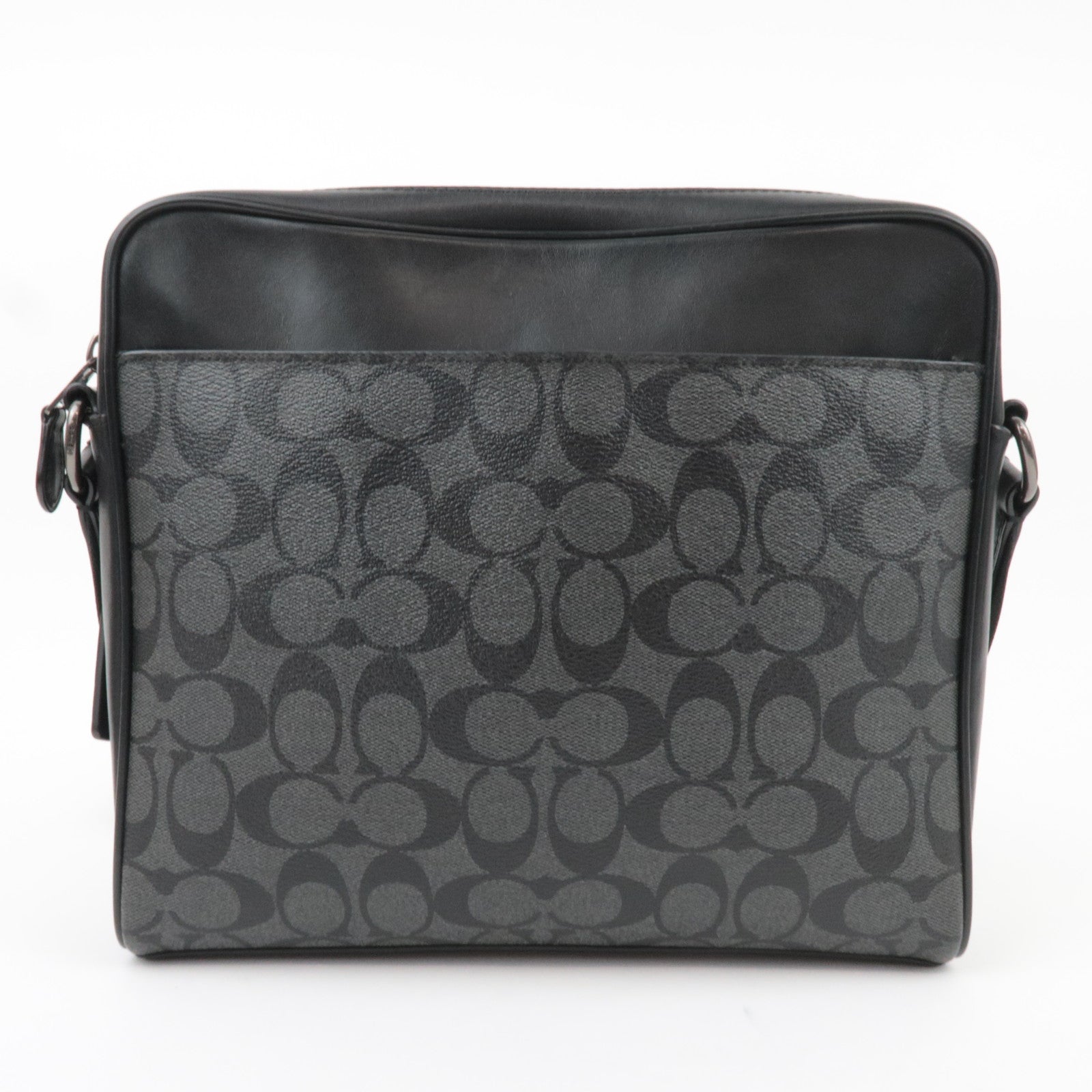 COACH Signature PVC Leather Shoulder Bag Black F28456