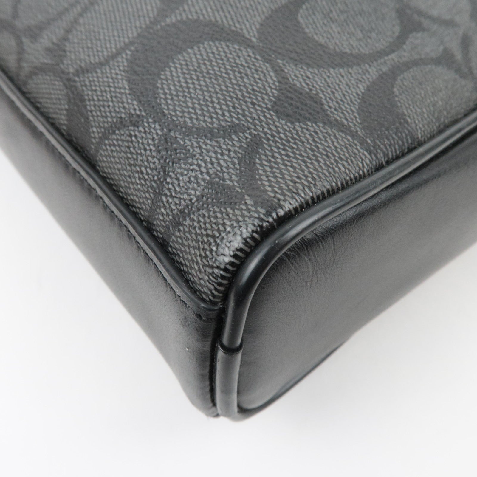 COACH Signature PVC Leather Shoulder Bag Black F28456