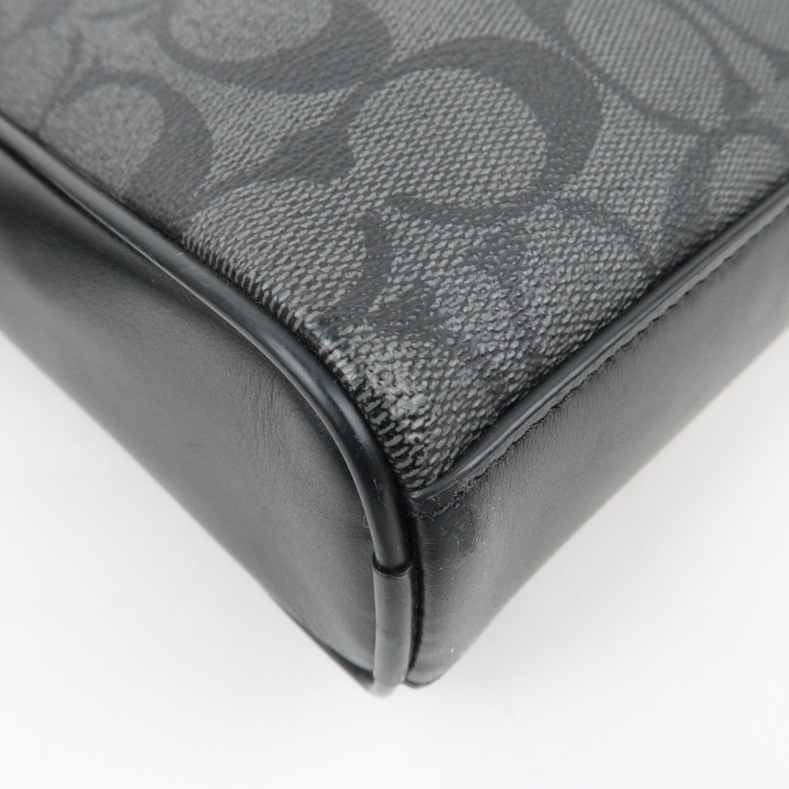 COACH Signature PVC Leather Shoulder Bag Black F28456