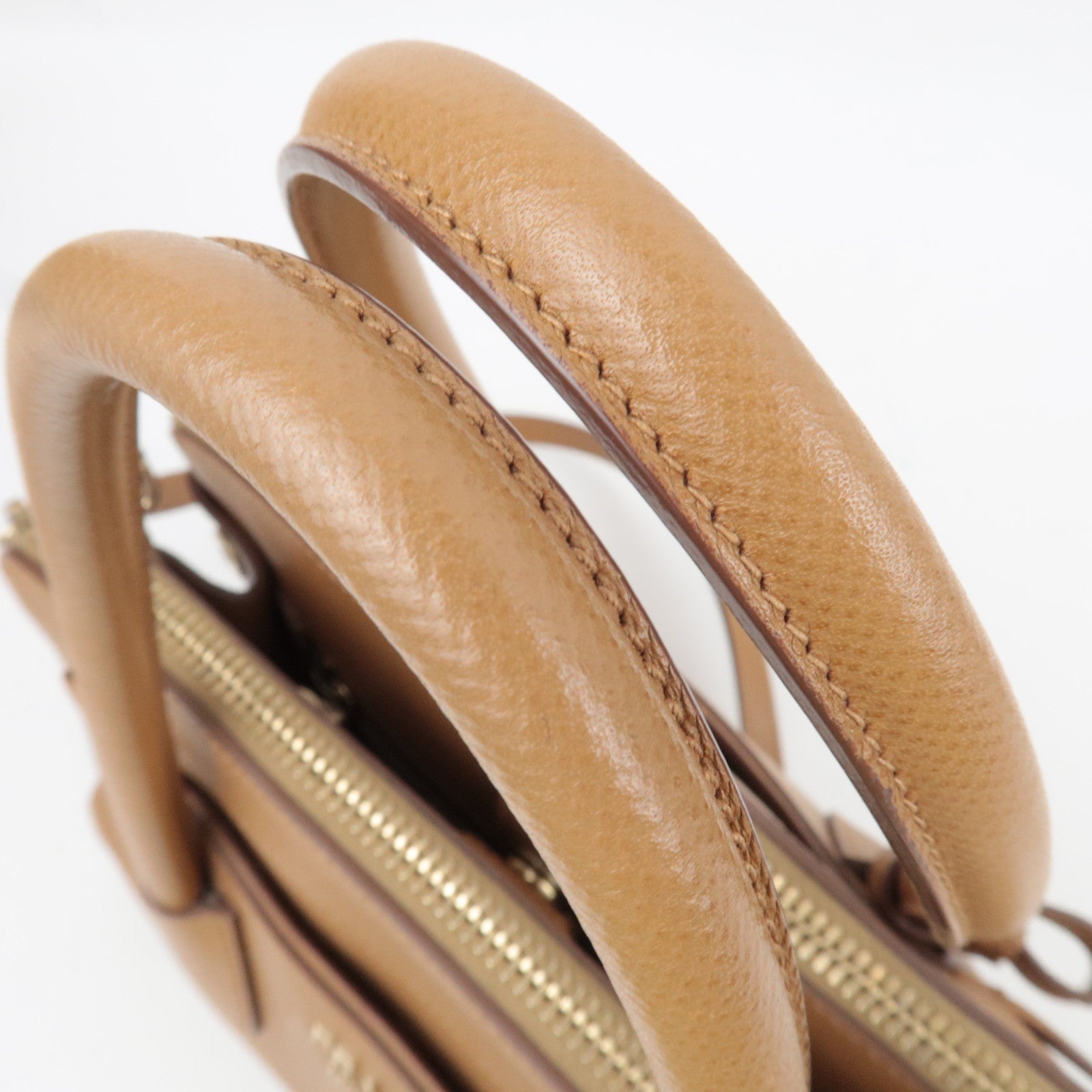 PRADA 2Way Saffiano Leather Handbag Camel