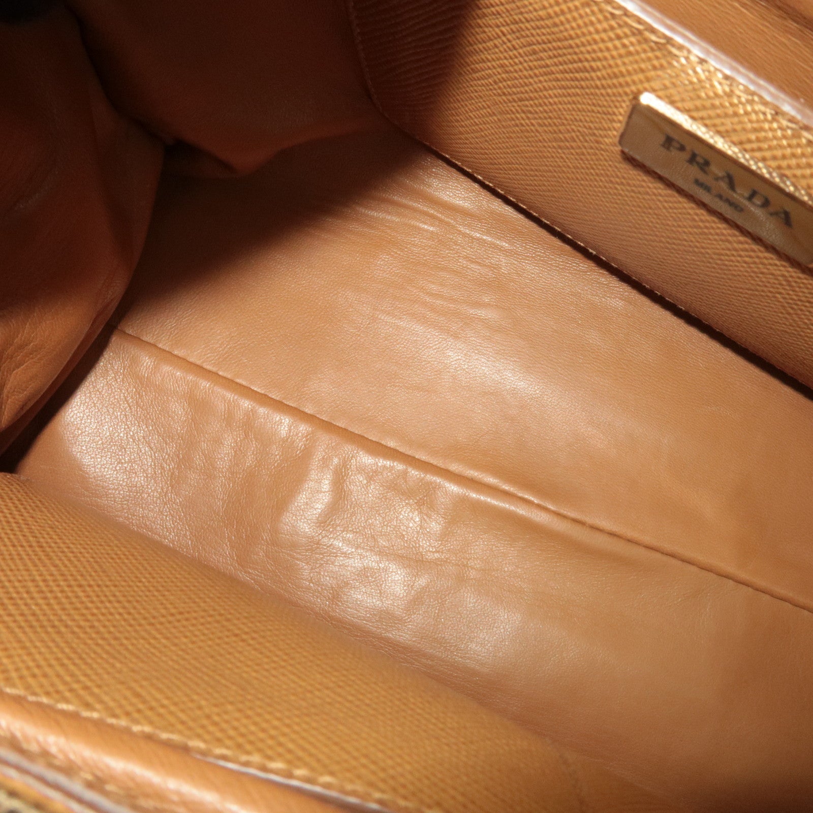 PRADA 2Way Saffiano Leather Handbag Camel