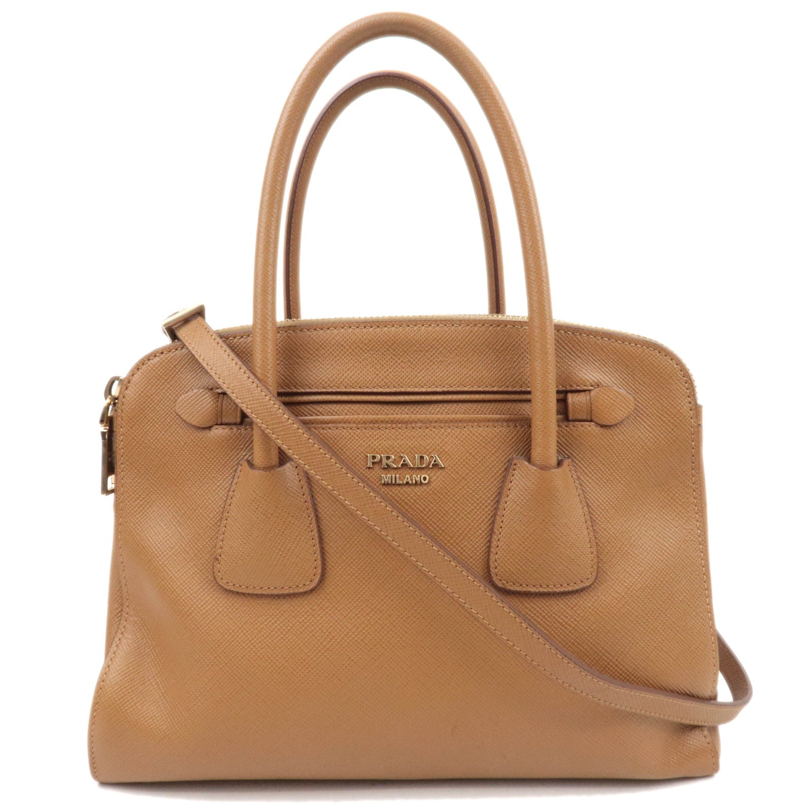 PRADA 2Way Saffiano Leather Handbag Camel86813