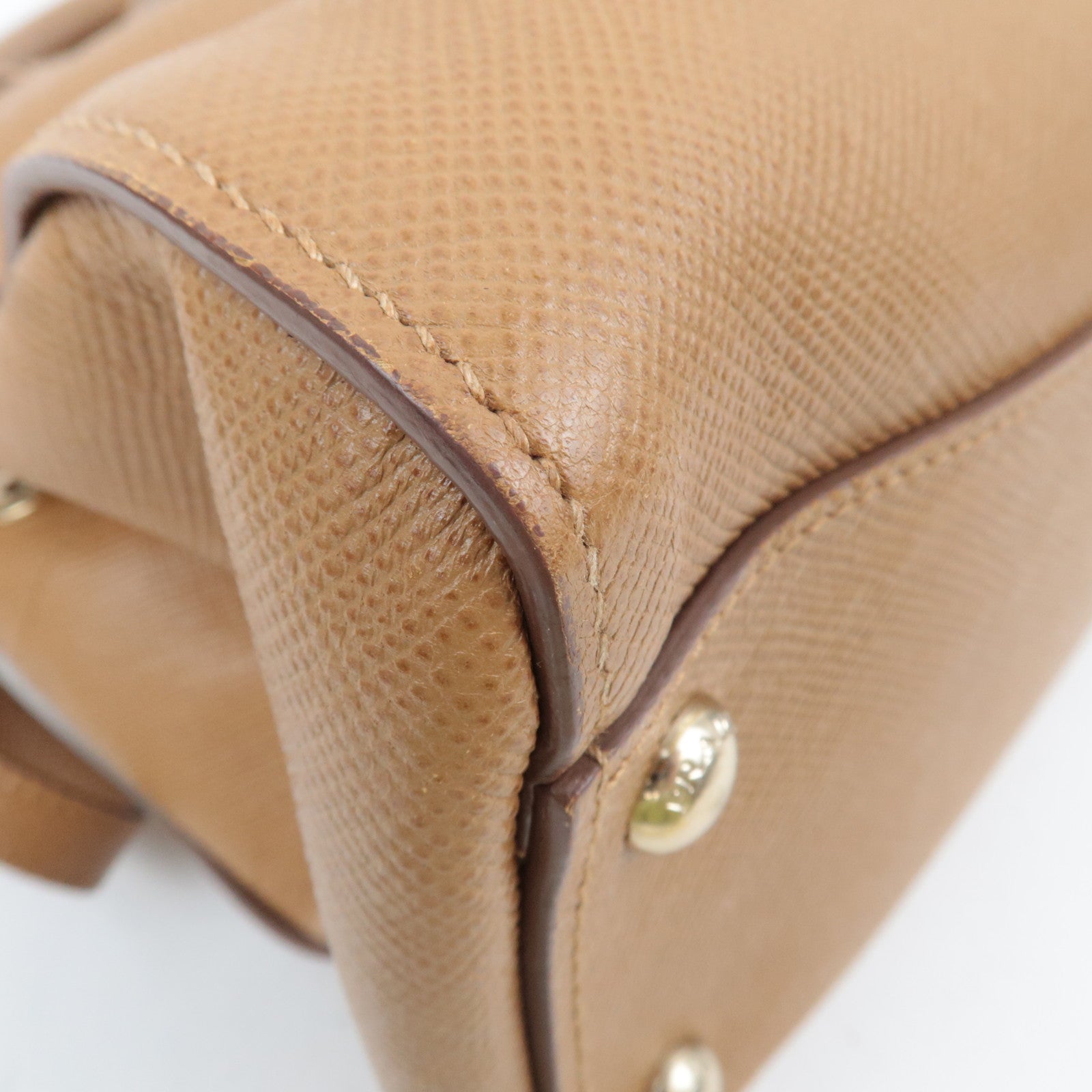 PRADA 2Way Saffiano Leather Handbag Camel