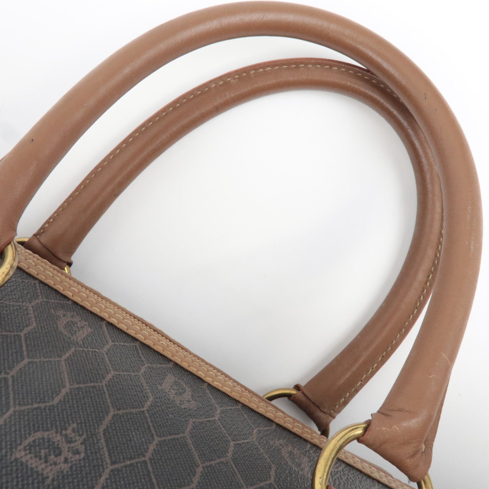 Christian Dior Honeycomb PVC Leather Boston Bag Black Brown