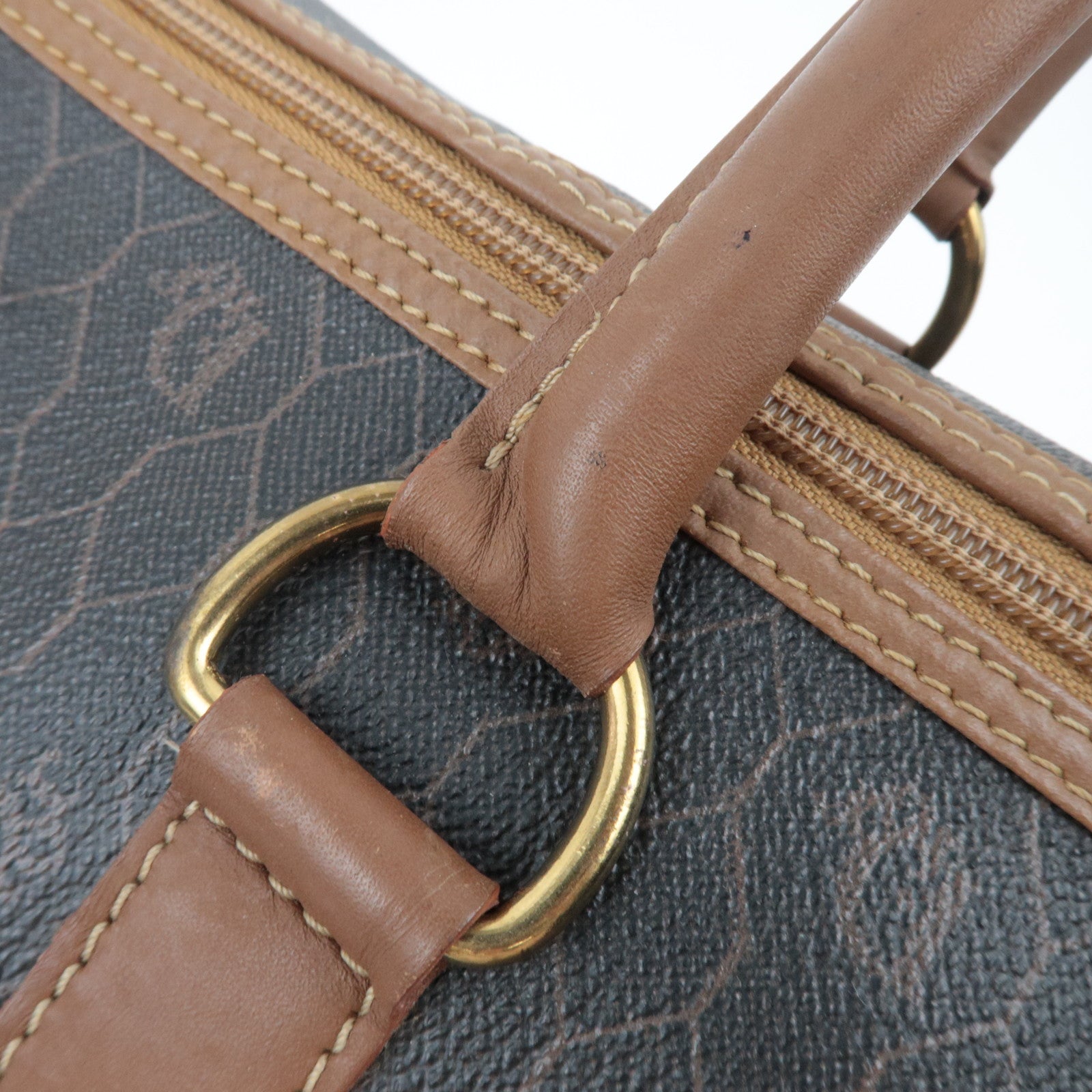 Christian Dior Honeycomb PVC Leather Boston Bag Black Brown