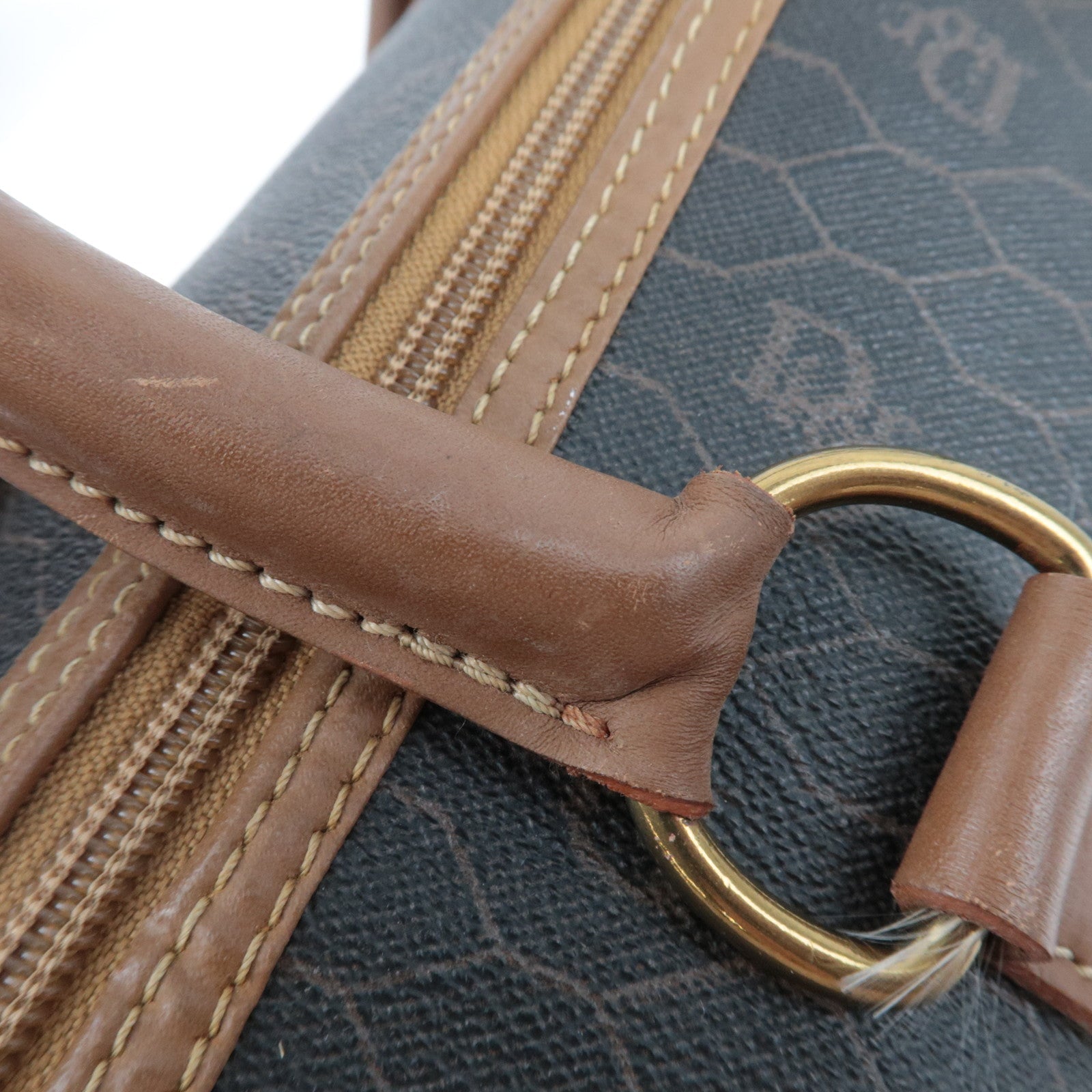 Christian Dior Honeycomb PVC Leather Boston Bag Black Brown