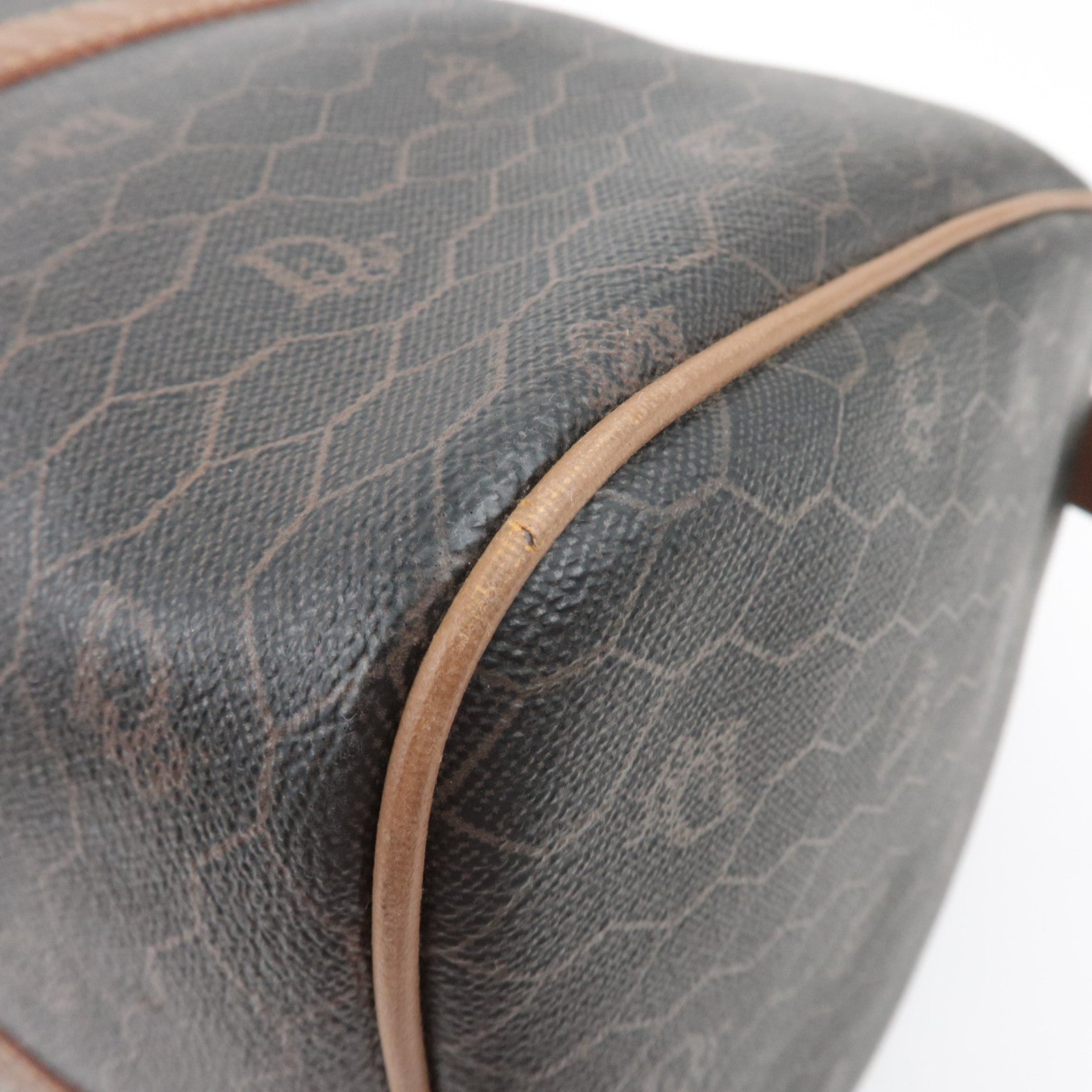 Christian Dior Honeycomb PVC Leather Boston Bag Black Brown