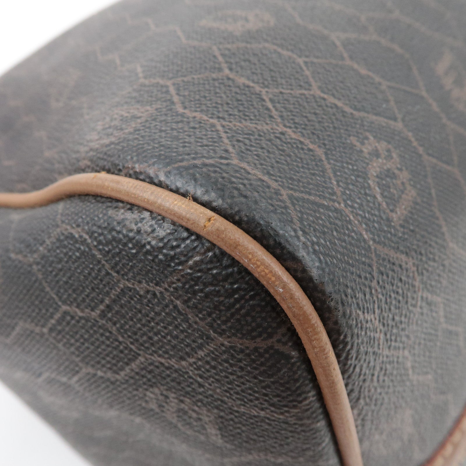 Christian Dior Honeycomb PVC Leather Boston Bag Black Brown