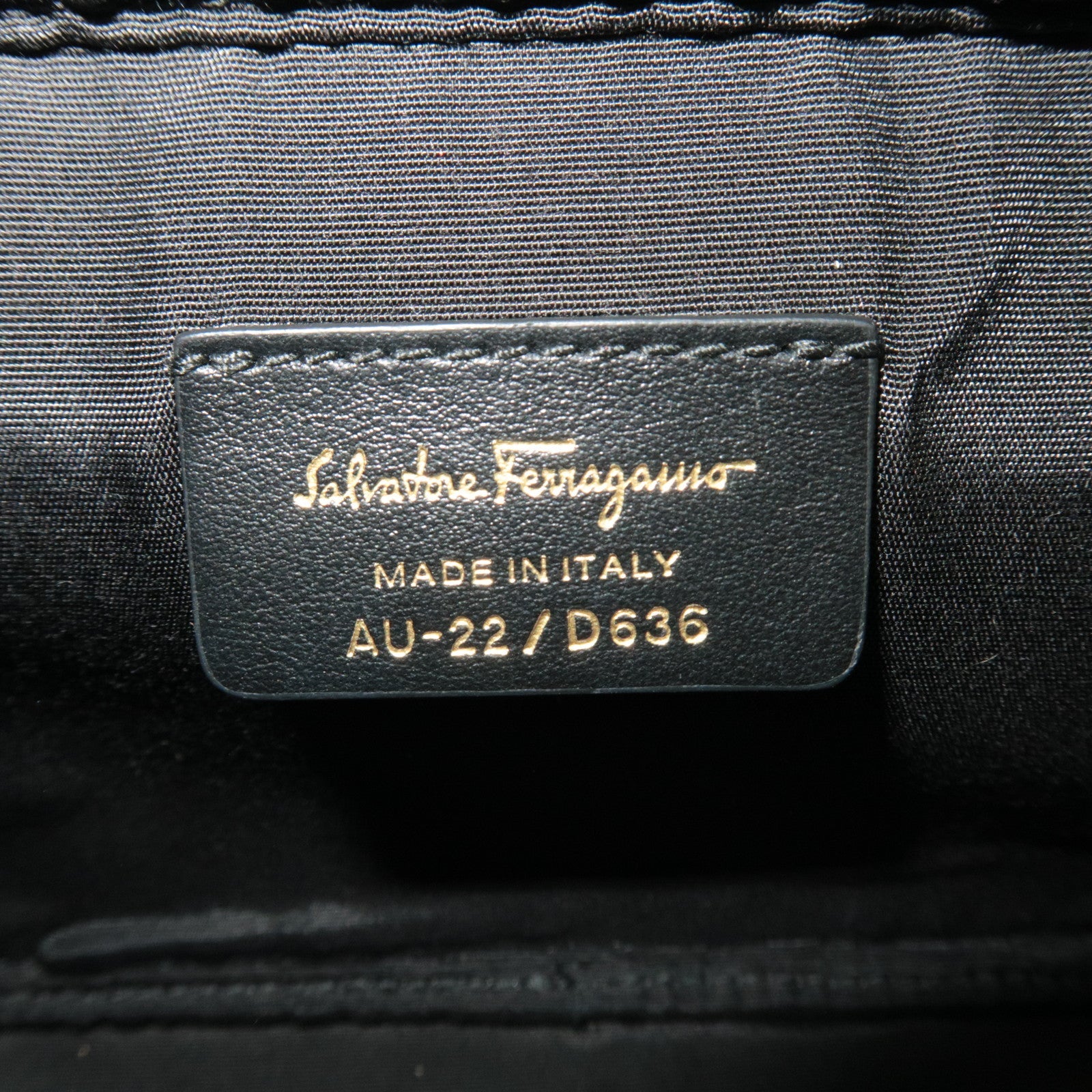 Ferragamo Gancini Canvas Leather Clutch Bag Beige Black