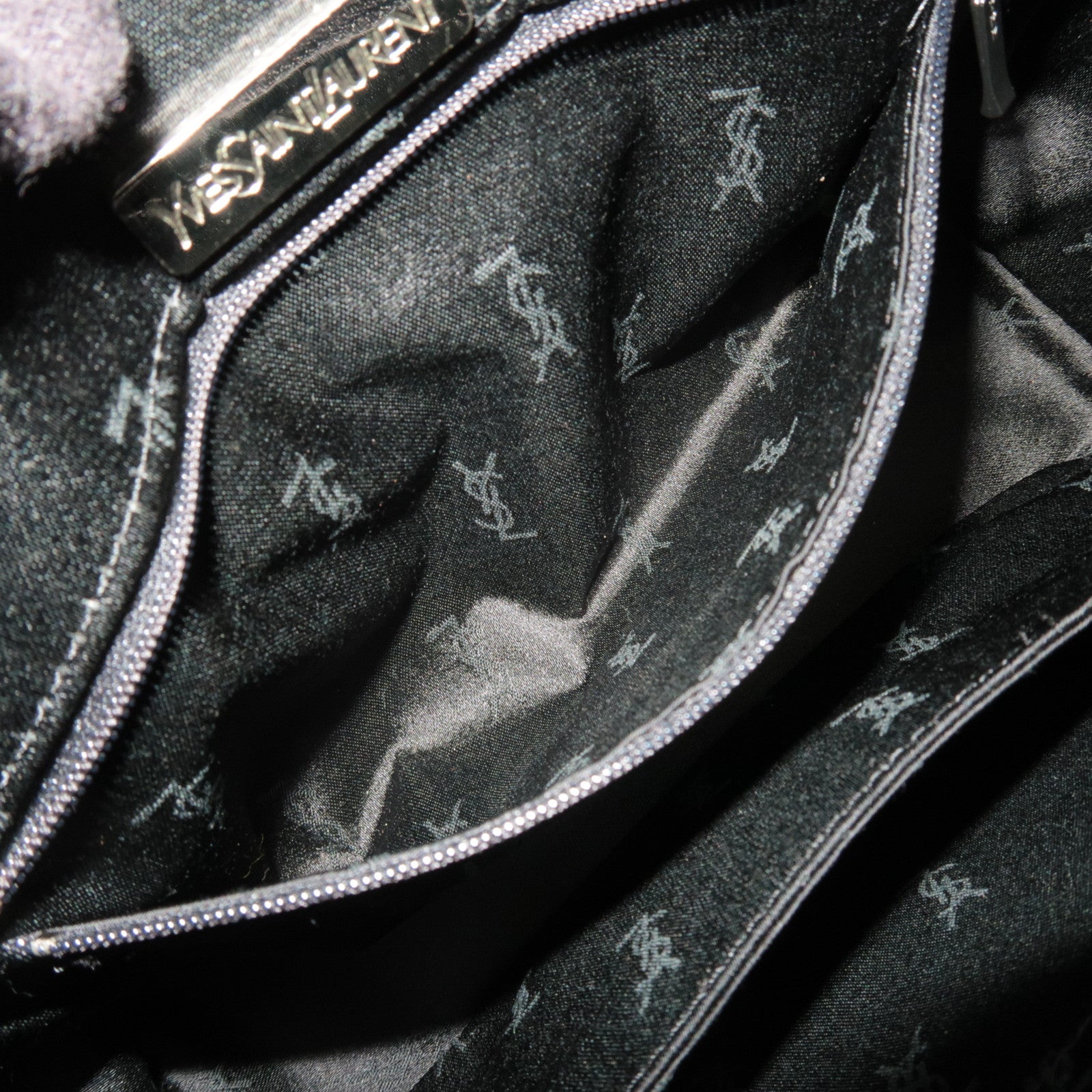 SAINT LAURENT YSL Nylon Leather Handbag Black