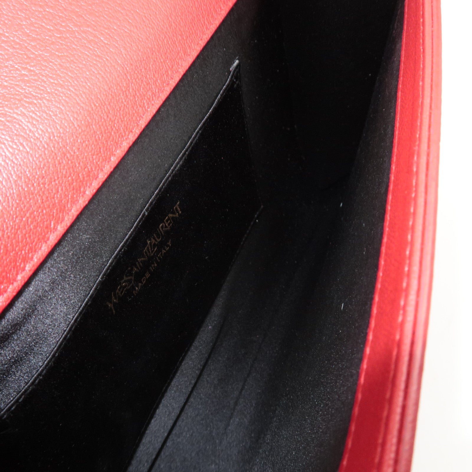 SAINT LAURENT Belle De Jour Leather Clutch Bag Red 361120