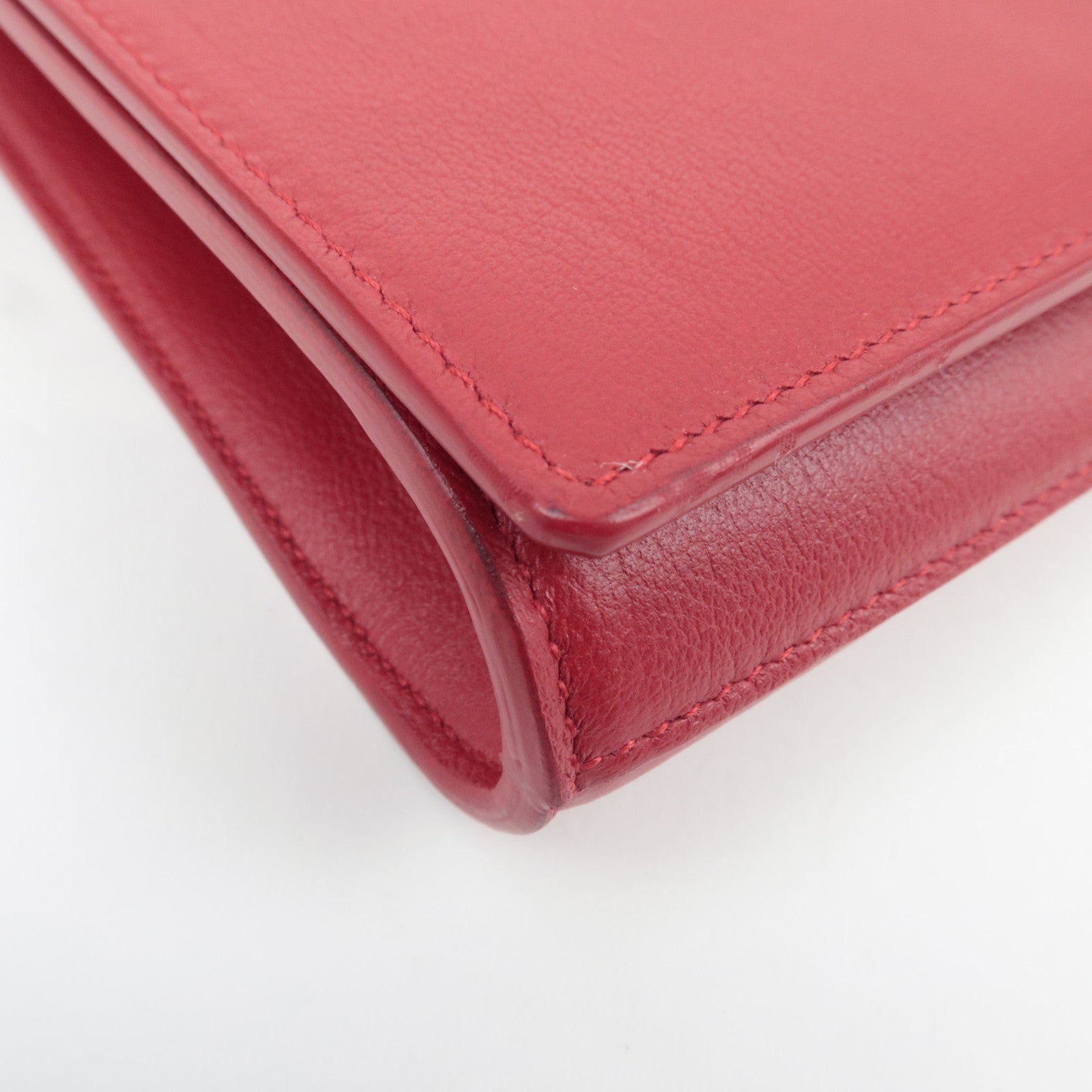 SAINT LAURENT Belle De Jour Leather Clutch Bag Red 361120