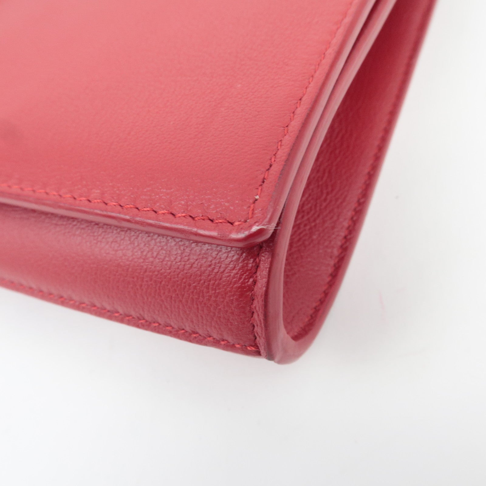 SAINT LAURENT Belle De Jour Leather Clutch Bag Red 361120