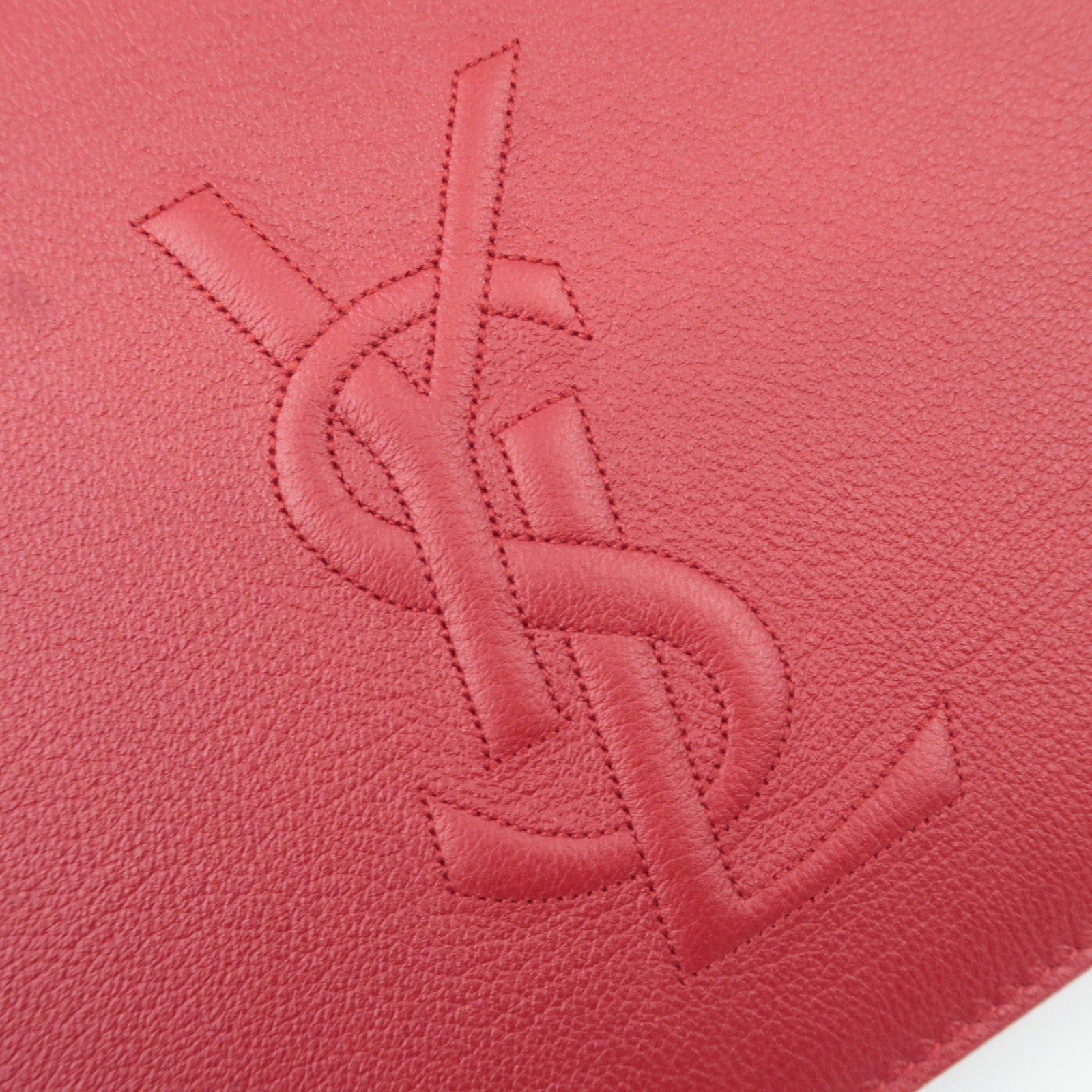 SAINT LAURENT Belle De Jour Leather Clutch Bag Red 361120